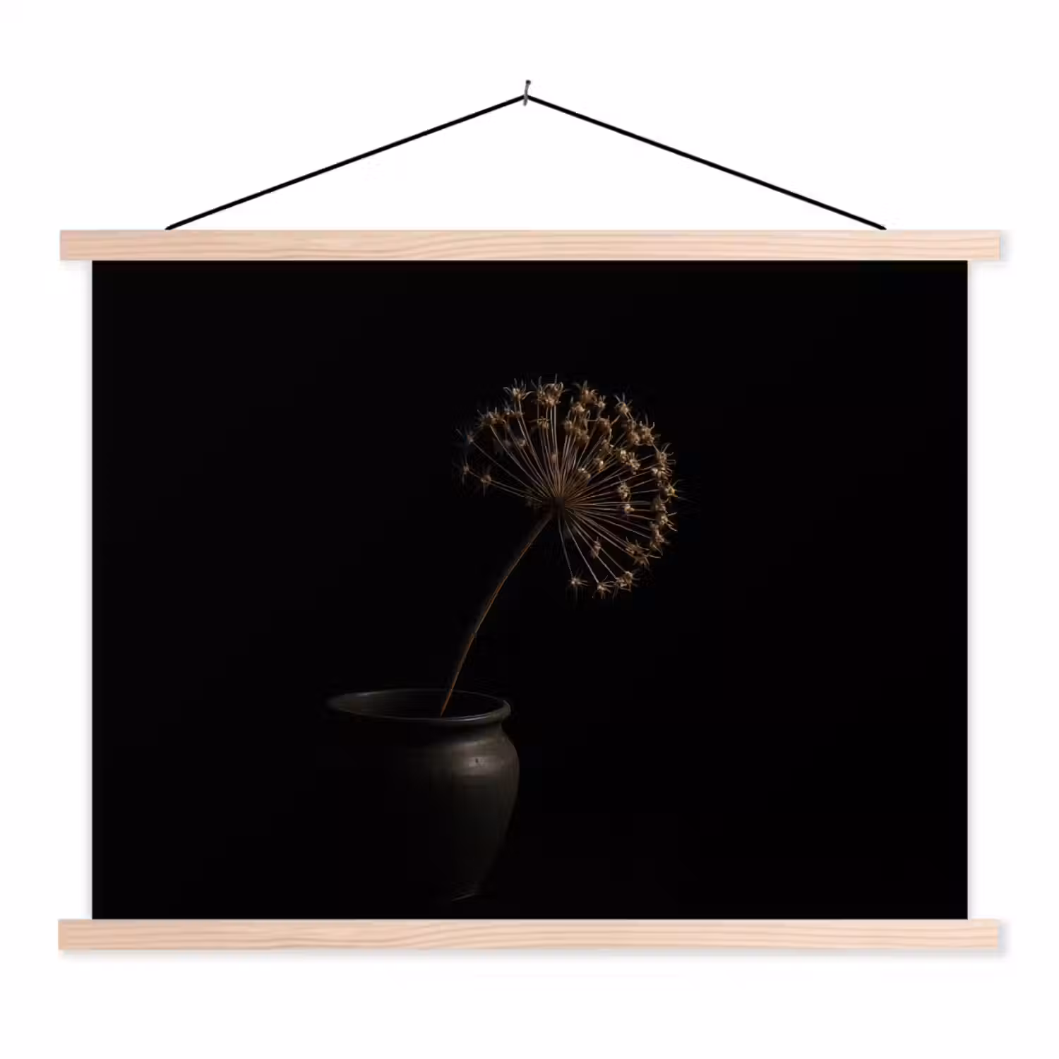 Bol - Gedroogd - Vaas - Zwart textielposter latten blank klein -3d