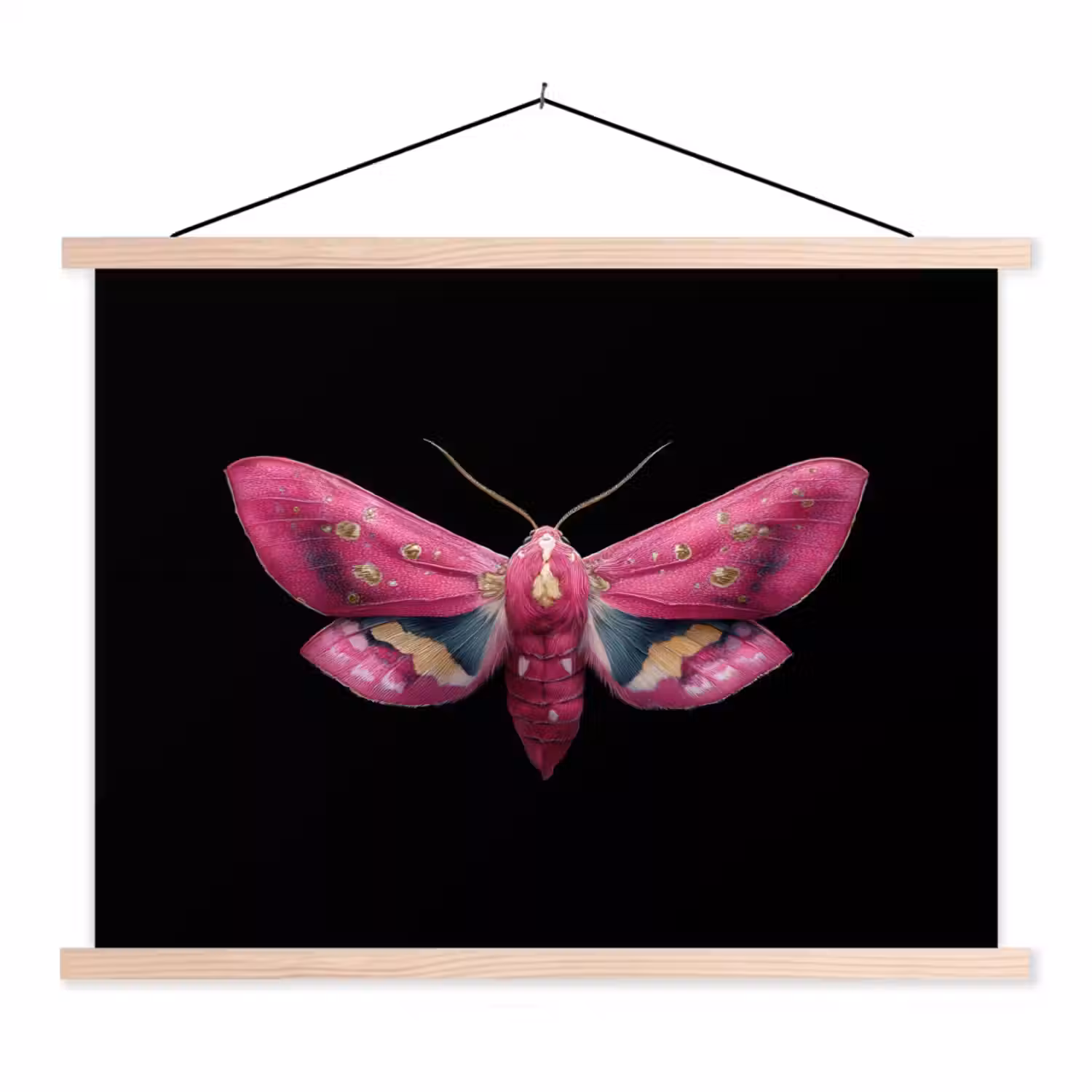 Vlinder - Roze - Nachtvlinder textielposter latten blank klein -3d