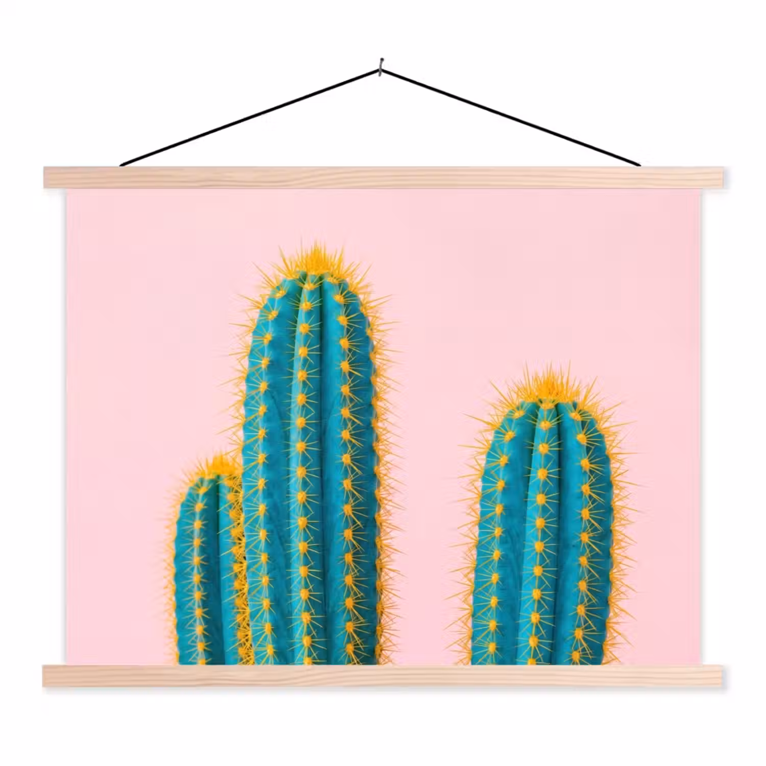 Cactussen - Modern - Pastel textielposter latten blank klein -3d