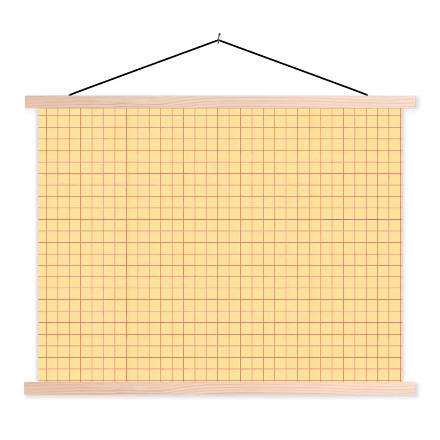 Ruitjes - Grid - Minimalistisch - Geel - Roze textielposter latten blank klein 122 -3d
