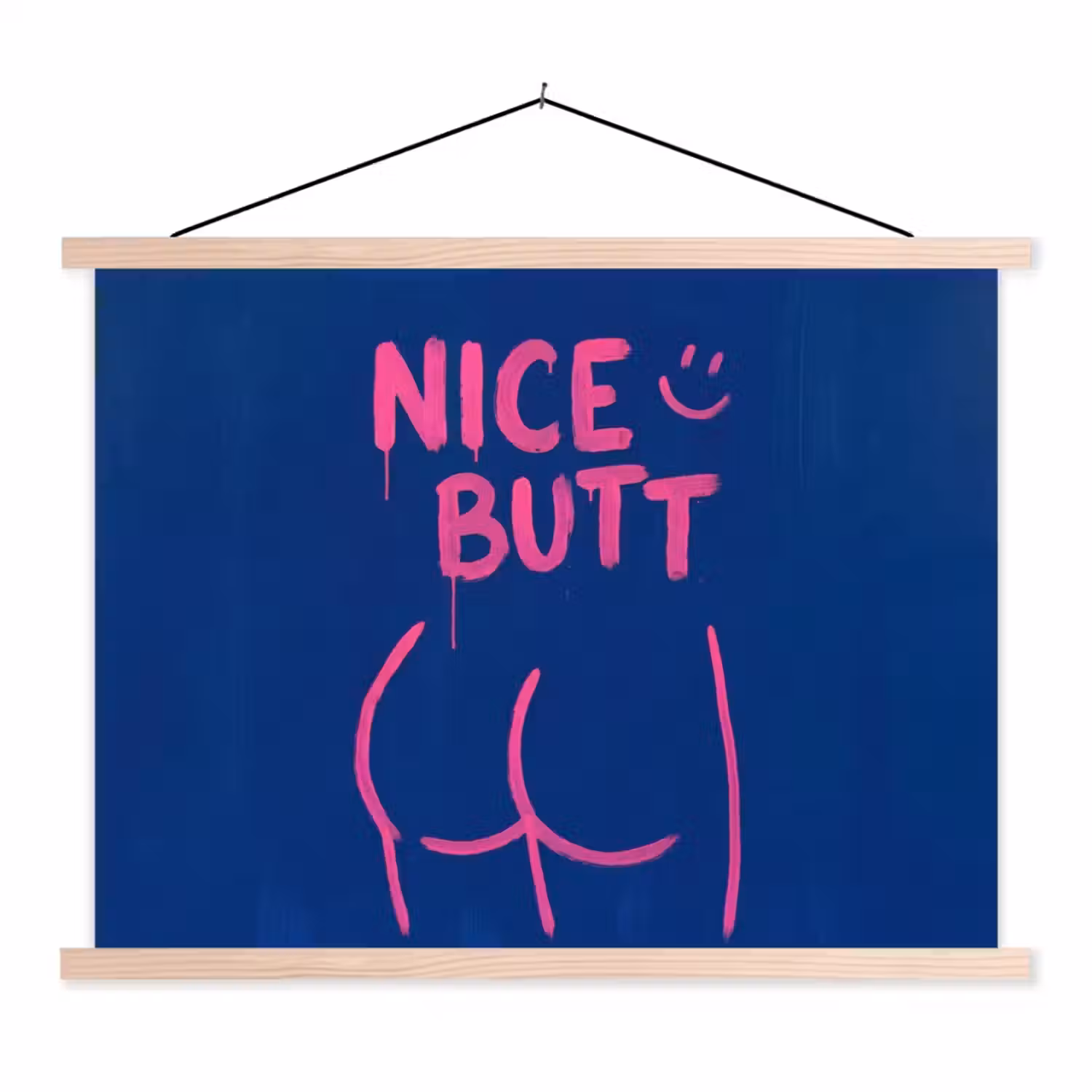 Brutaal - Grappig - Blauw textielposter latten blank klein -3d