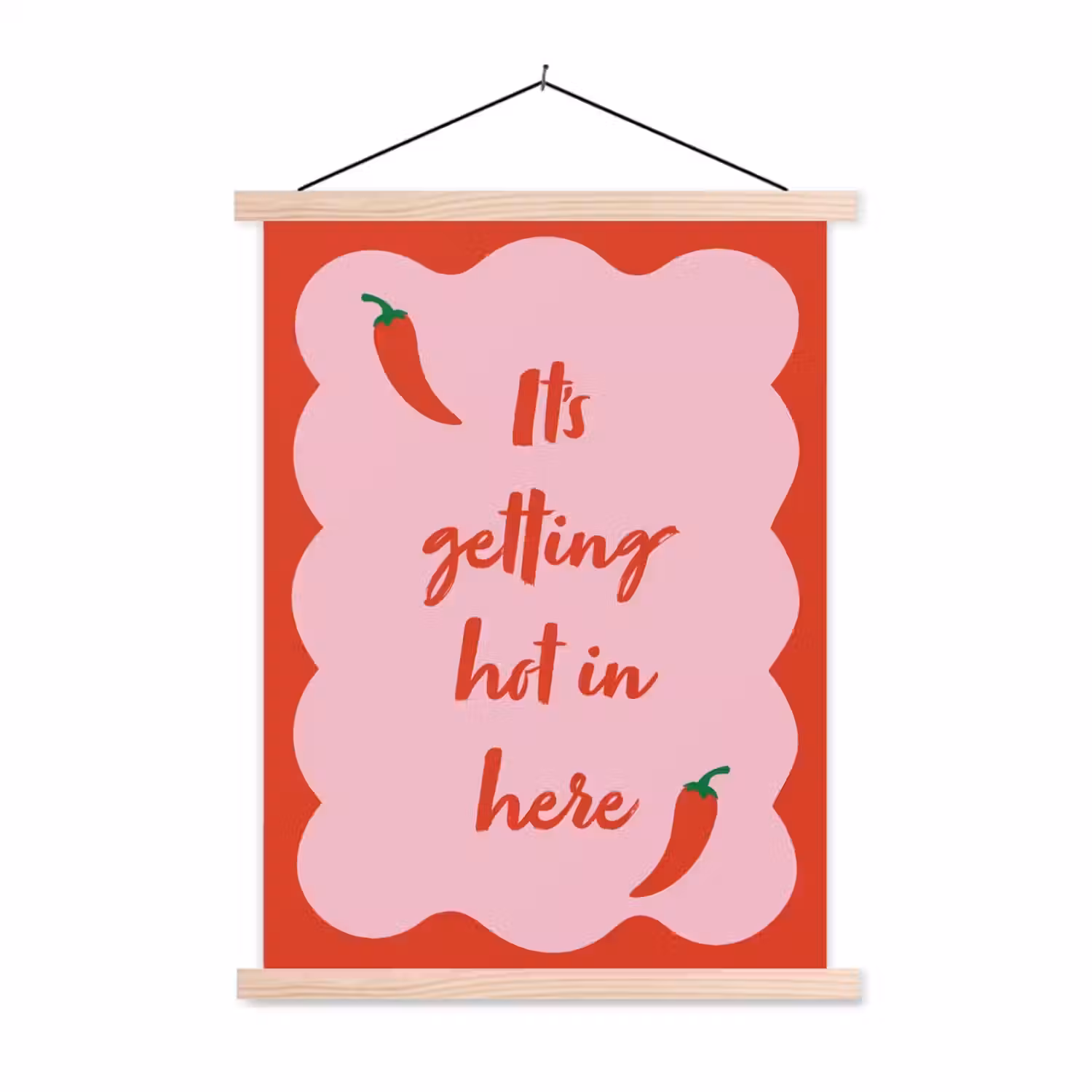 Chilipeper - Red - Hot - Quotes textielposter latten blank klein -3d