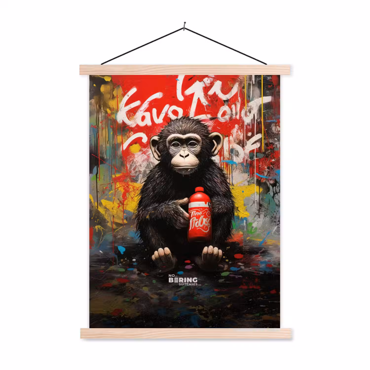 Chimpansee voor graffiti muur textielposter latten blank klein -3d