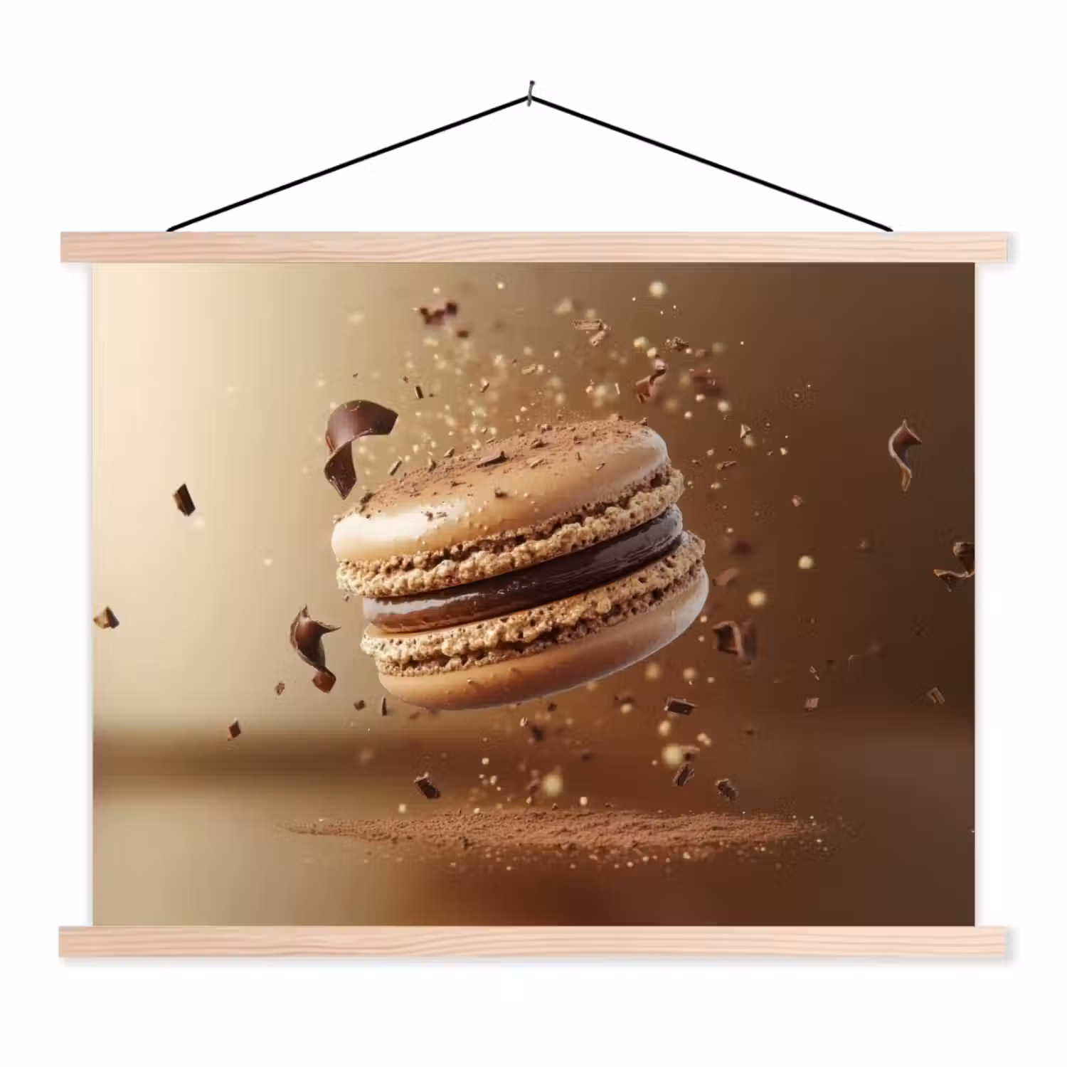 Chocolade - Macarons - Eten - Snoep textielposter latten blank klein -3d