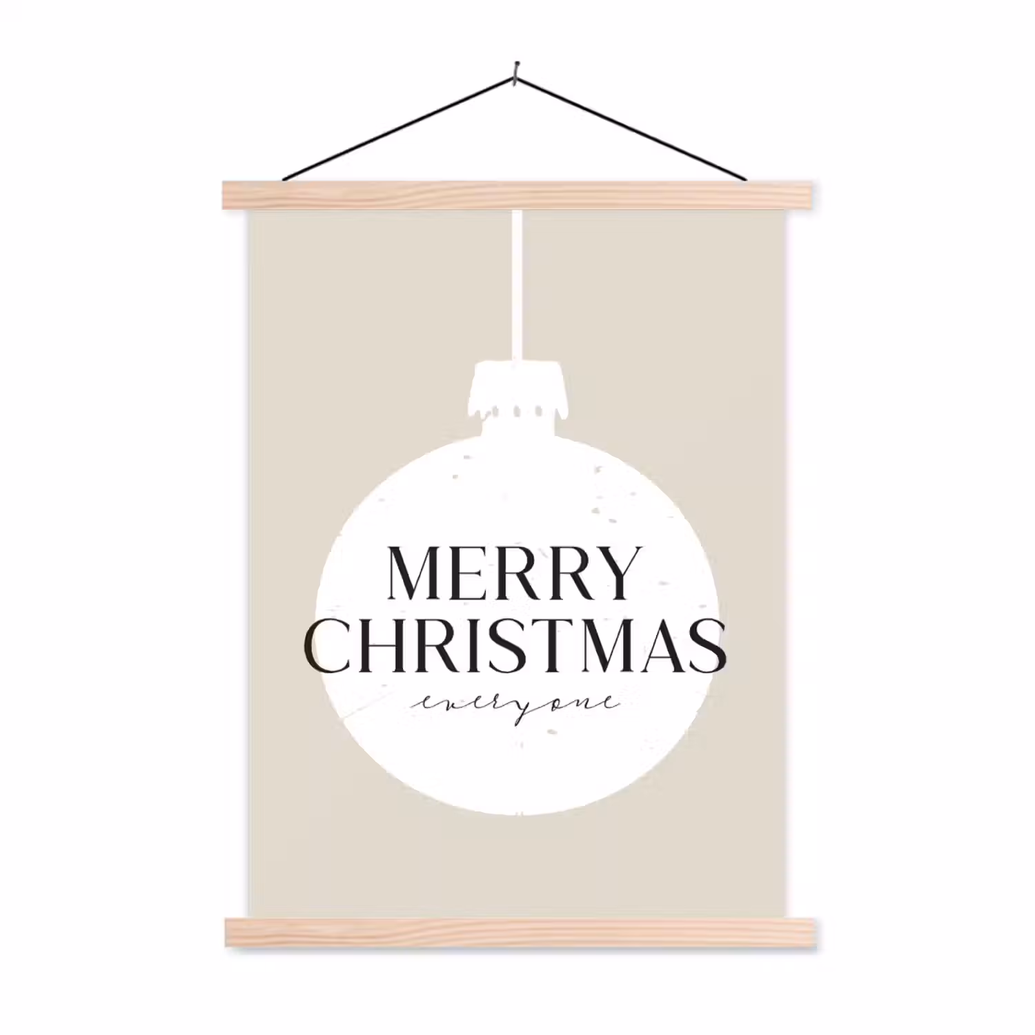 Christmas - Kerstballen - Japandi - Witte kerstballen textielposter latten blank klein -3d