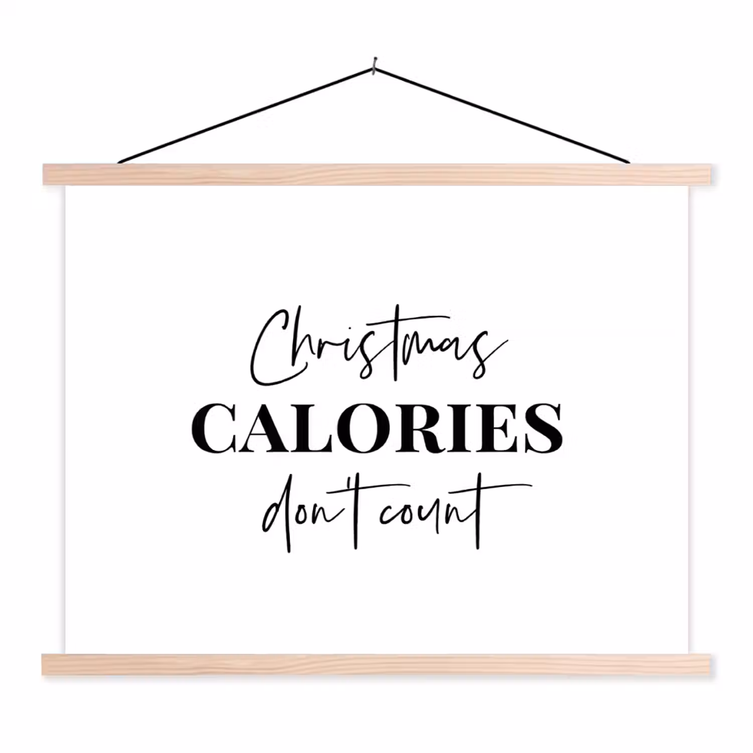 Kerst quote - Winter - Christmas calories - Wit textielposter latten blank klein -3d