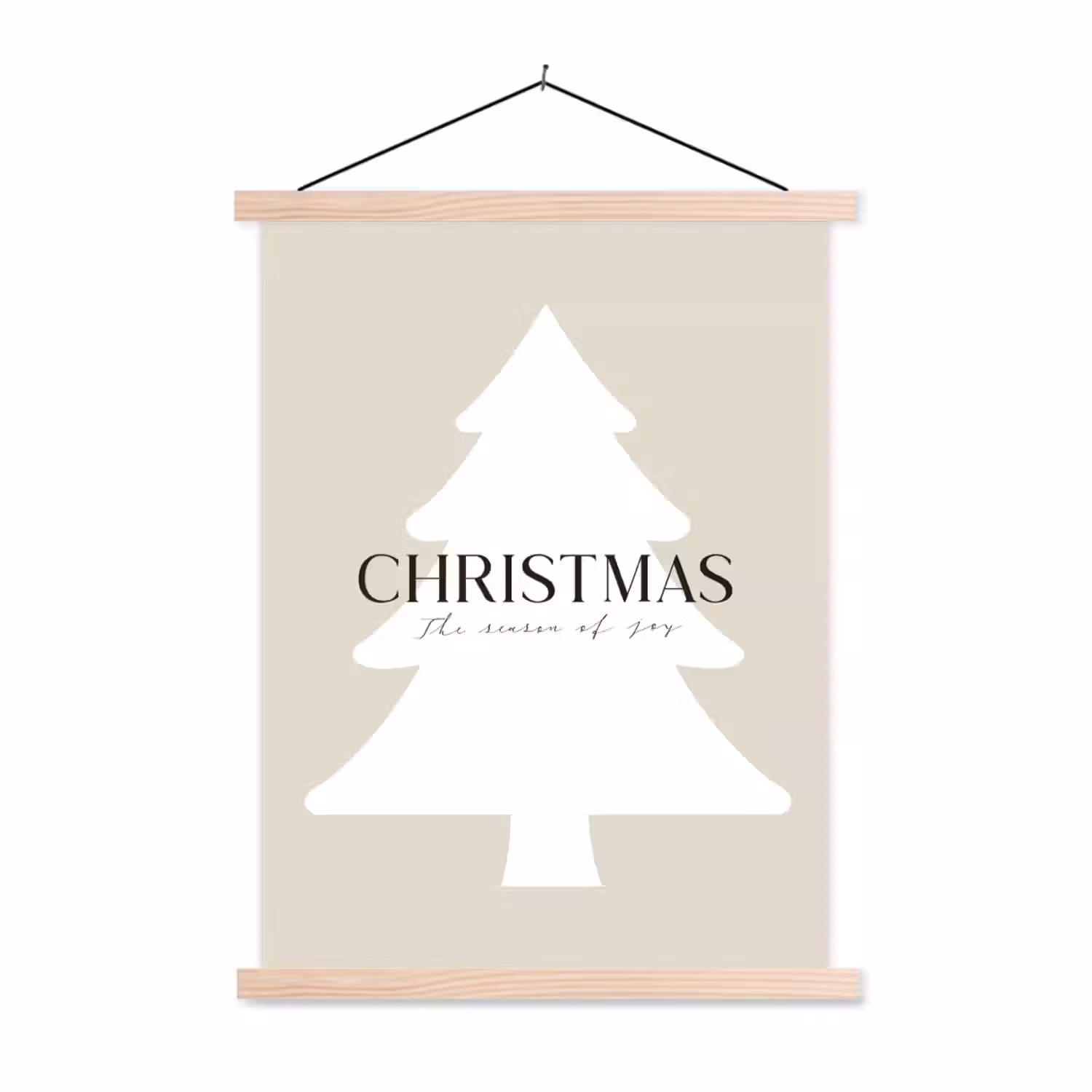 Kerstboom - Japandi - Christmas - Beige textielposter latten blank klein -3d