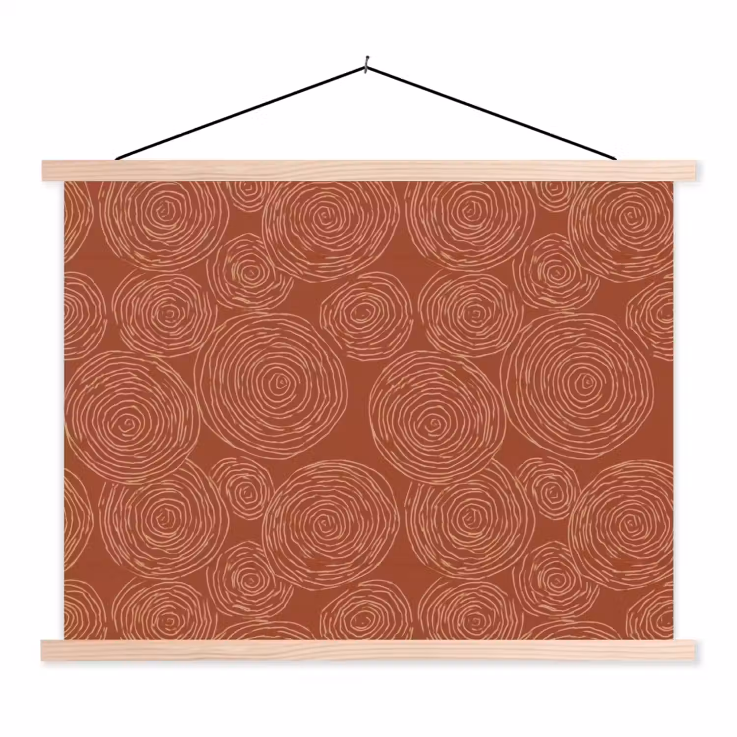 Cirkels - Abstract - Artistiek - Terracotta textielposter latten blank klein 122 -3d