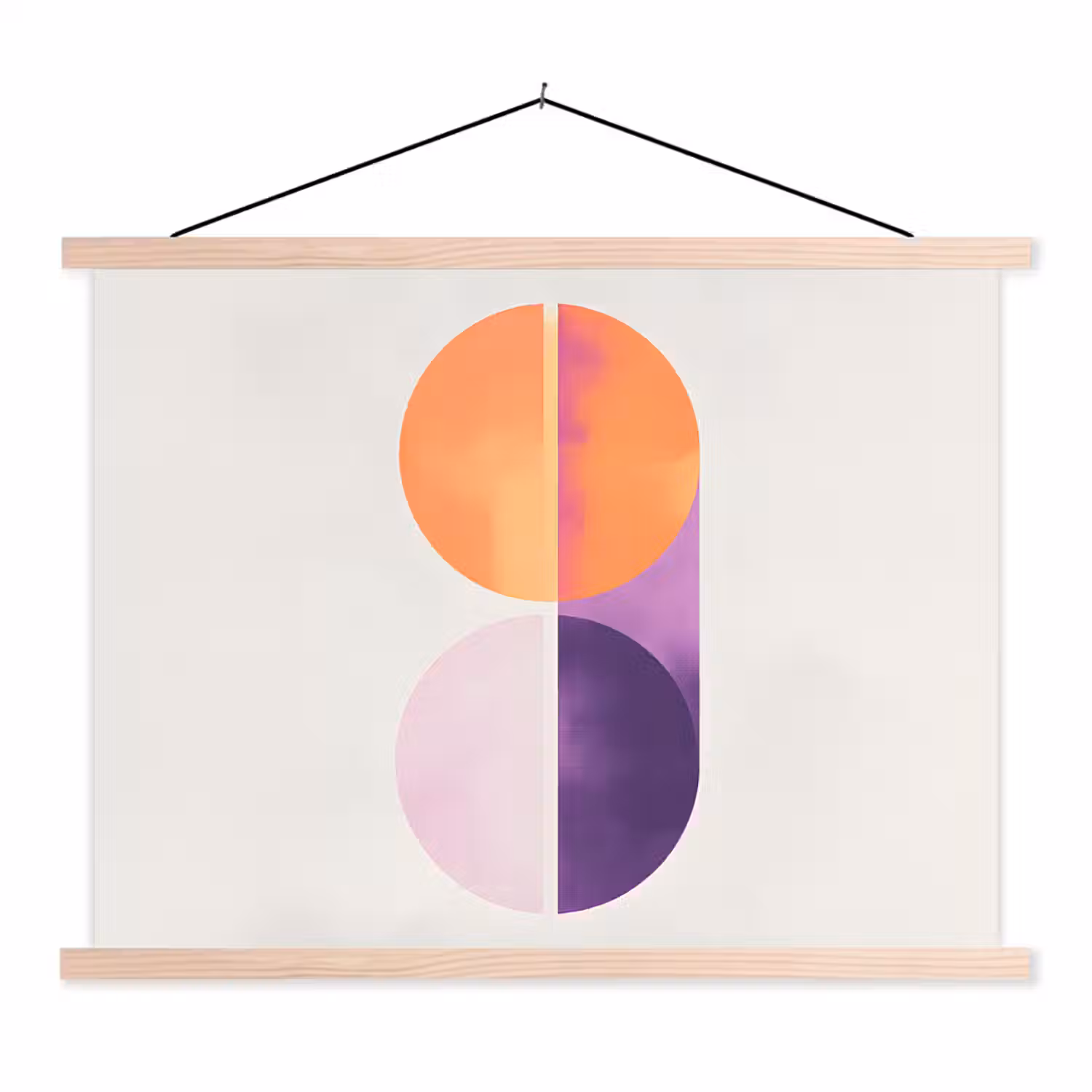 Cirkels - Abstract - Paars textielposter latten blank klein -3d