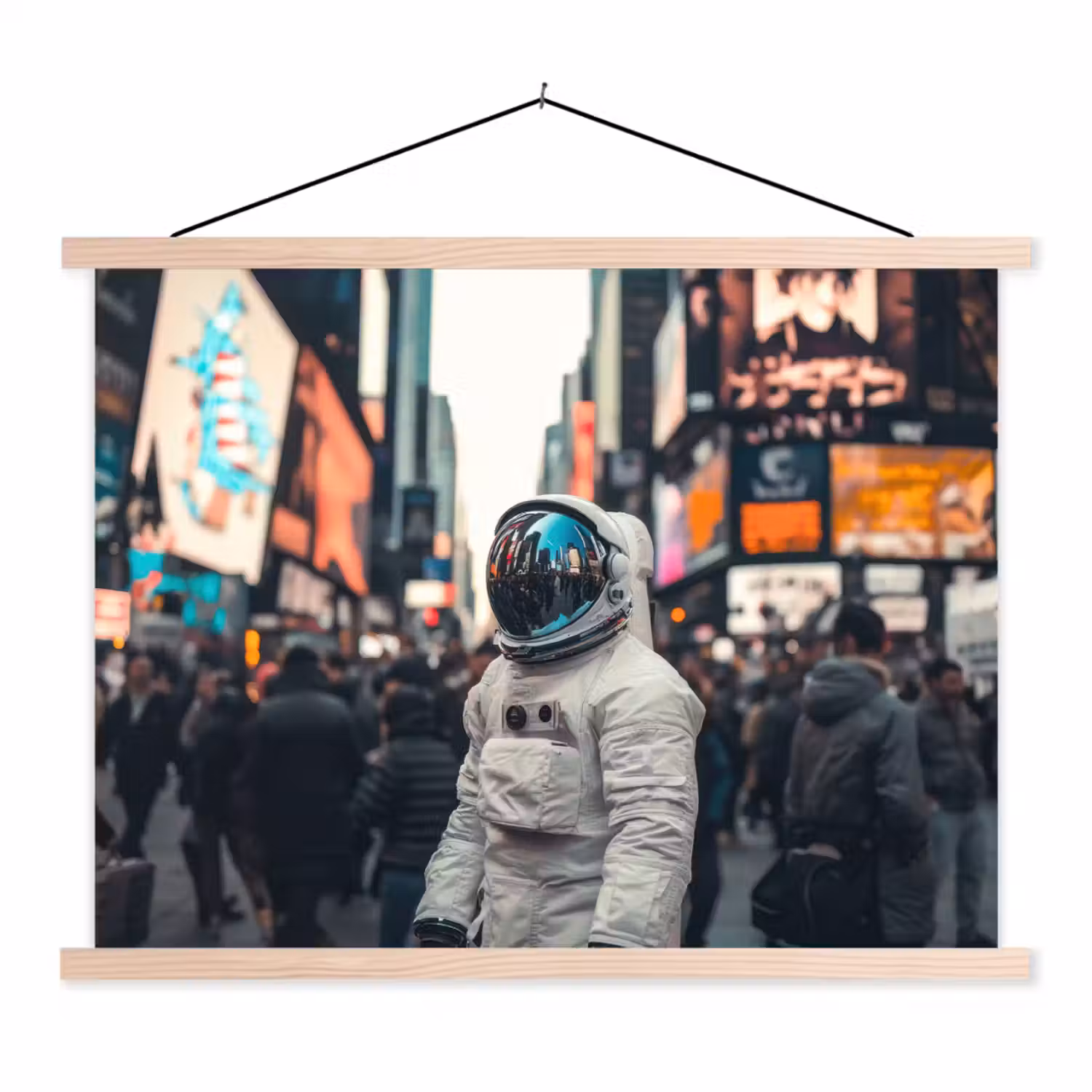 Stad - Mensen - Astronaut - Wit textielposter latten blank klein -3d