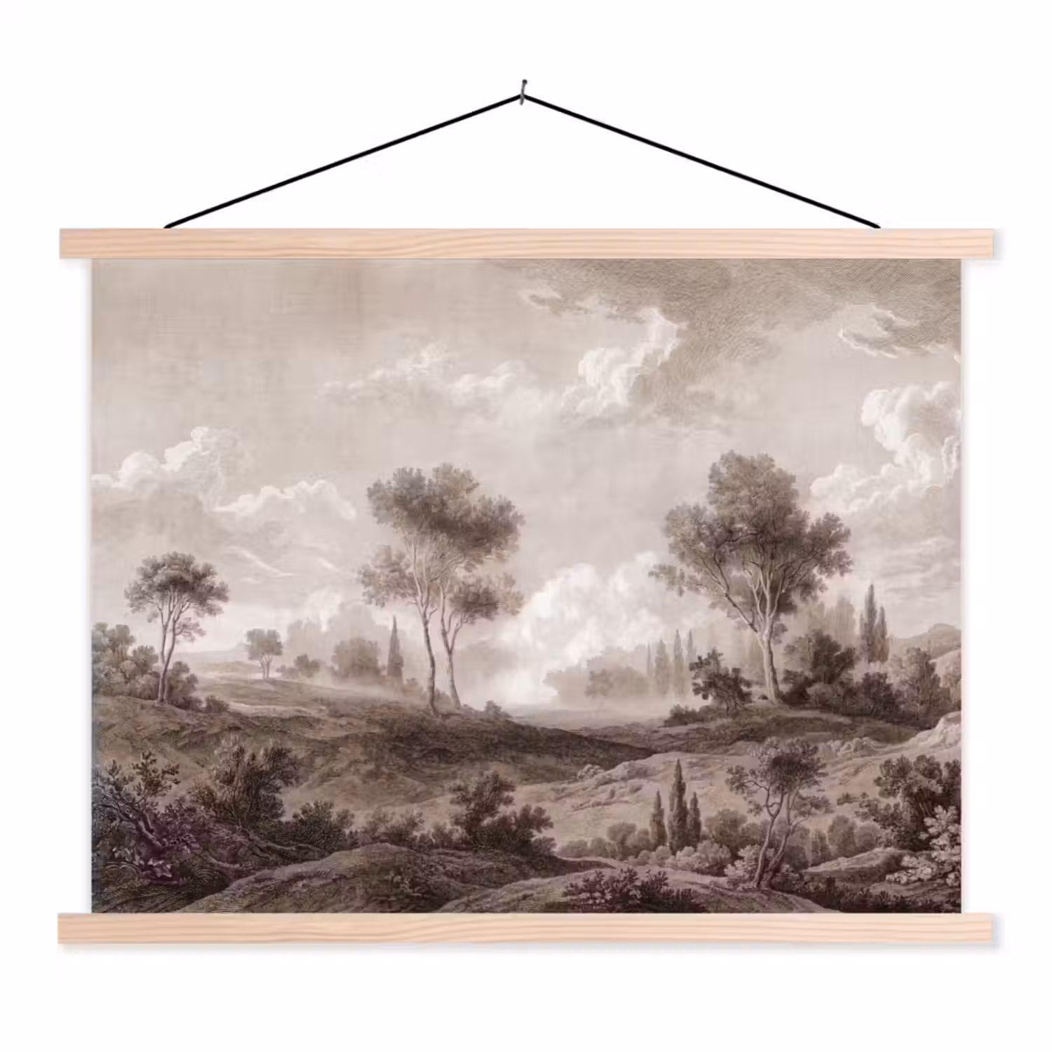 Klassiek - Landschap - Neutraal textielposter latten blank klein -3d
