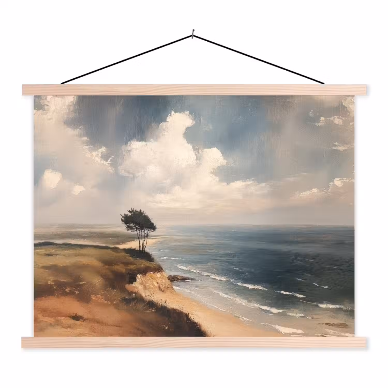 Klif - Zee - Boom textielposter latten blank klein -3d