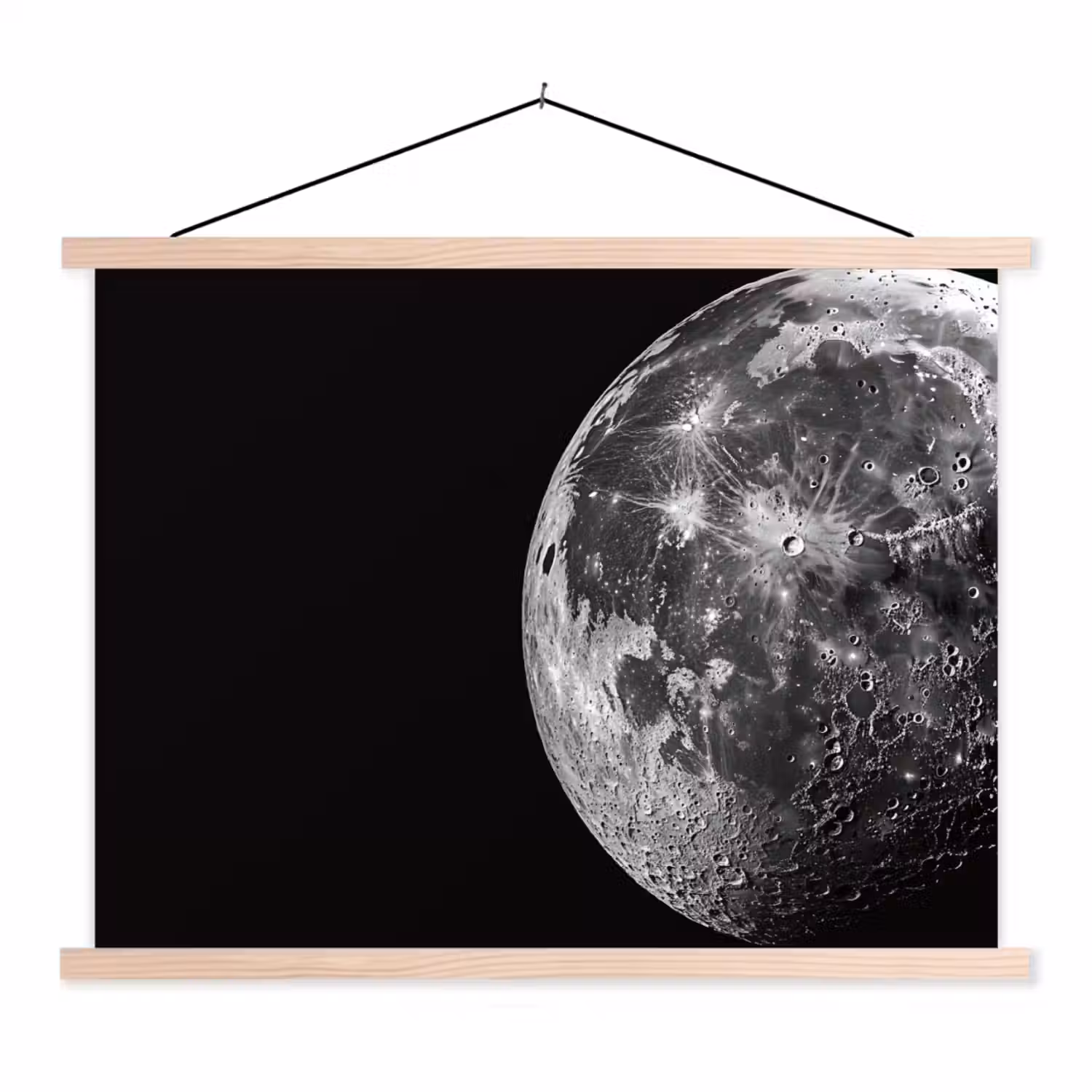 Close-up - Maan - Wit - Textuur textielposter latten blank klein -3d