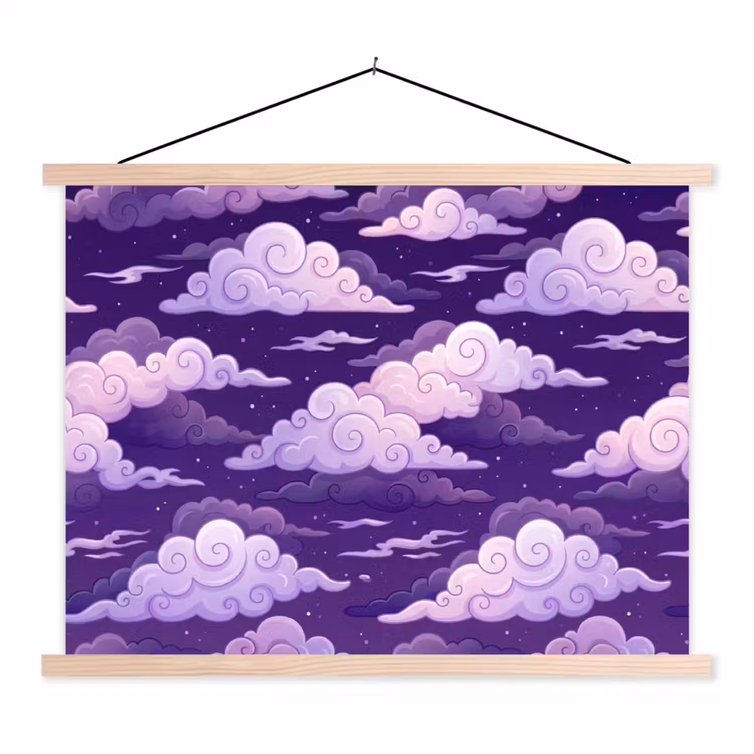 Wolken - Nacht - Natuur - Abstract - Paars textielposter latten blank klein -3d