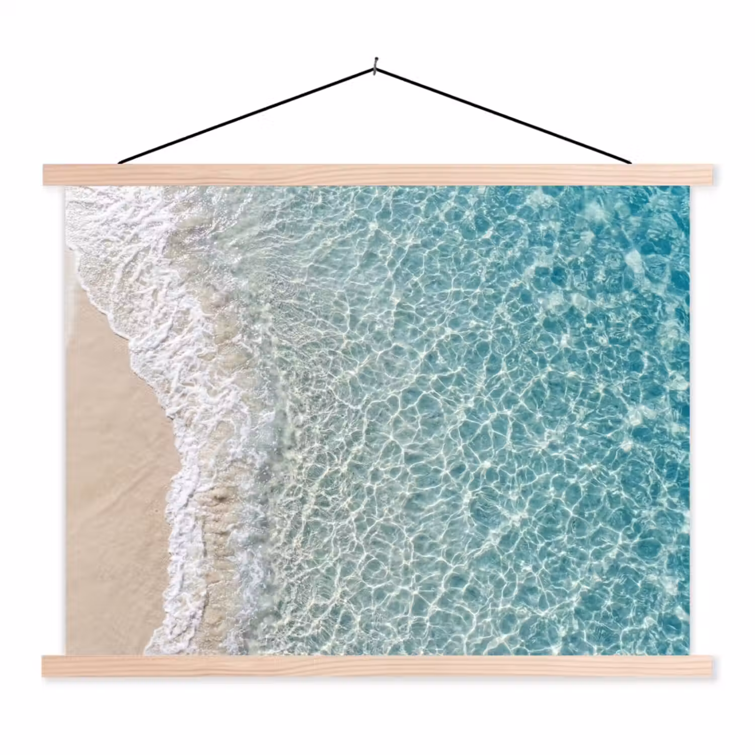 Kust - Zand - Blauw textielposter latten blank klein -3d