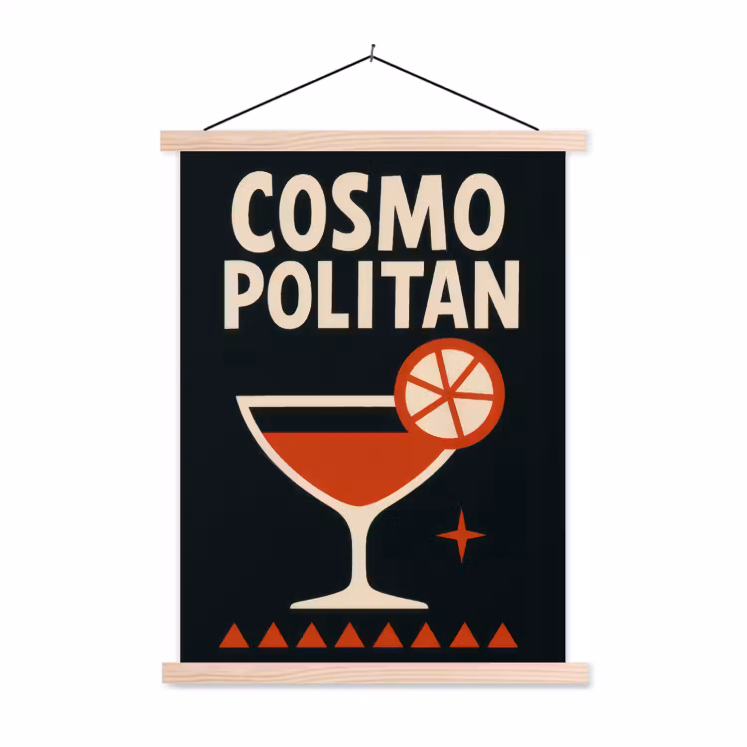Cocktail - Zwart - Illustratie textielposter latten blank klein -3d