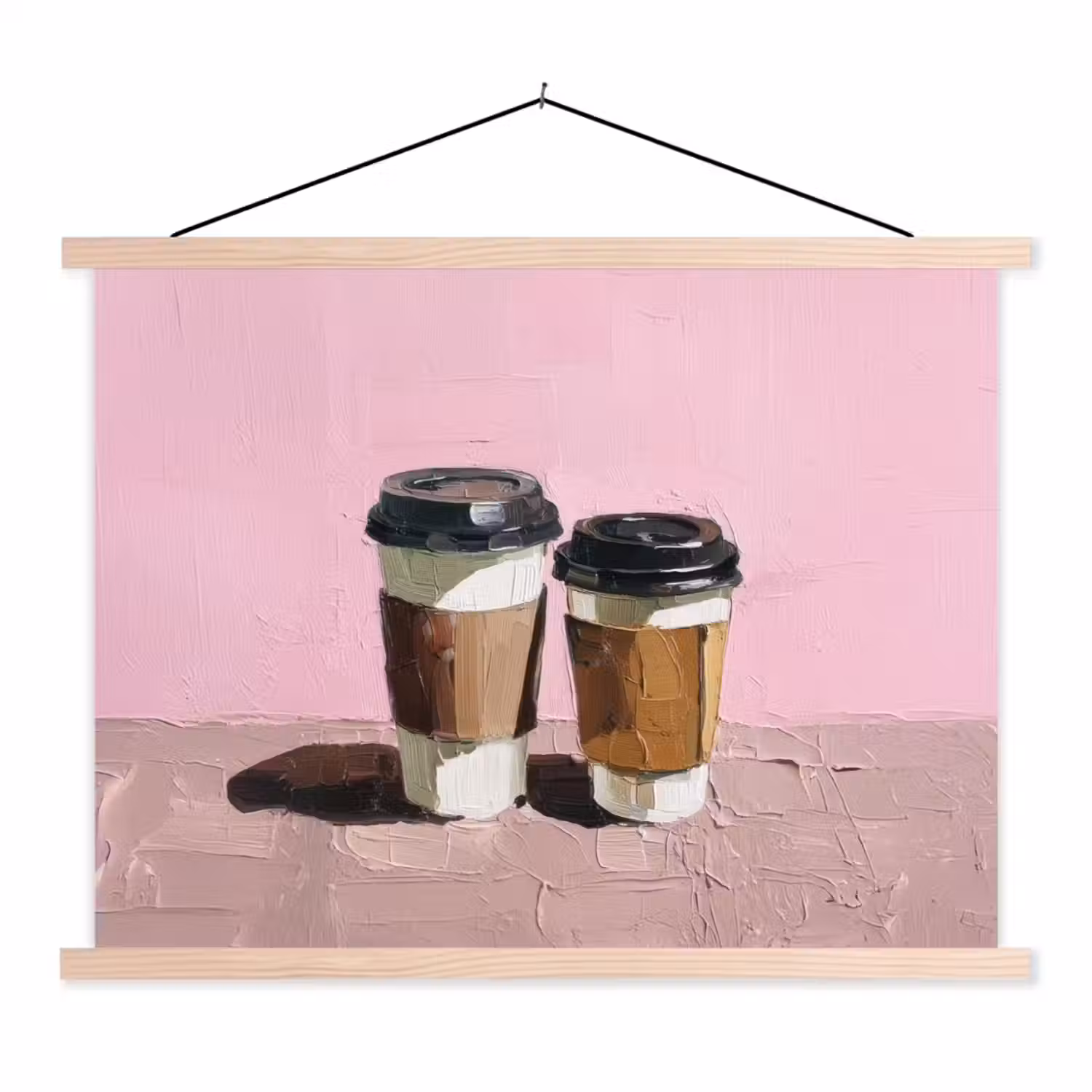 Koffiebekers - Deksel - Verf - Textuur textielposter latten blank klein -3d