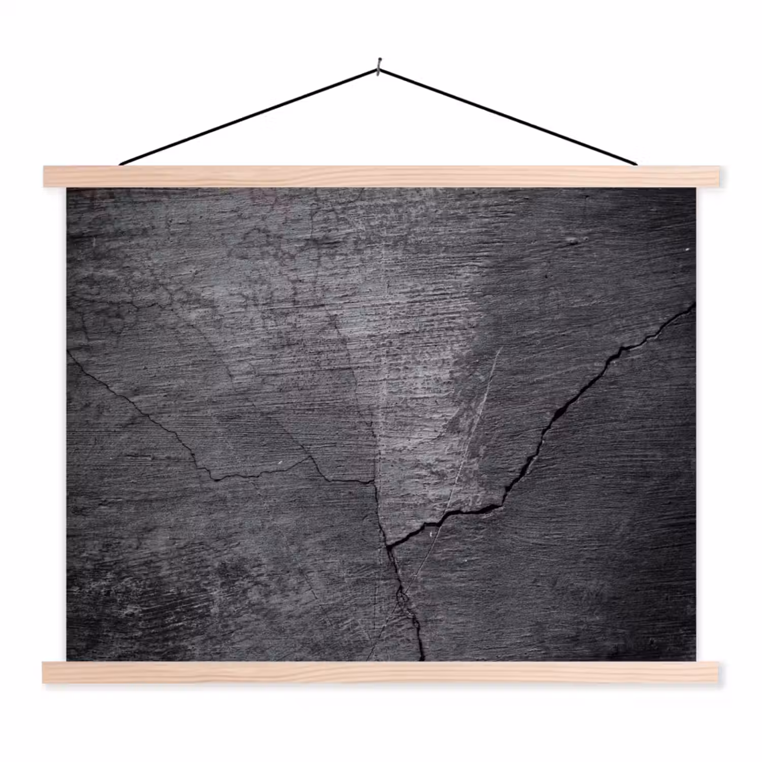 Beton - Zwart - Scheur textielposter latten blank klein -3d