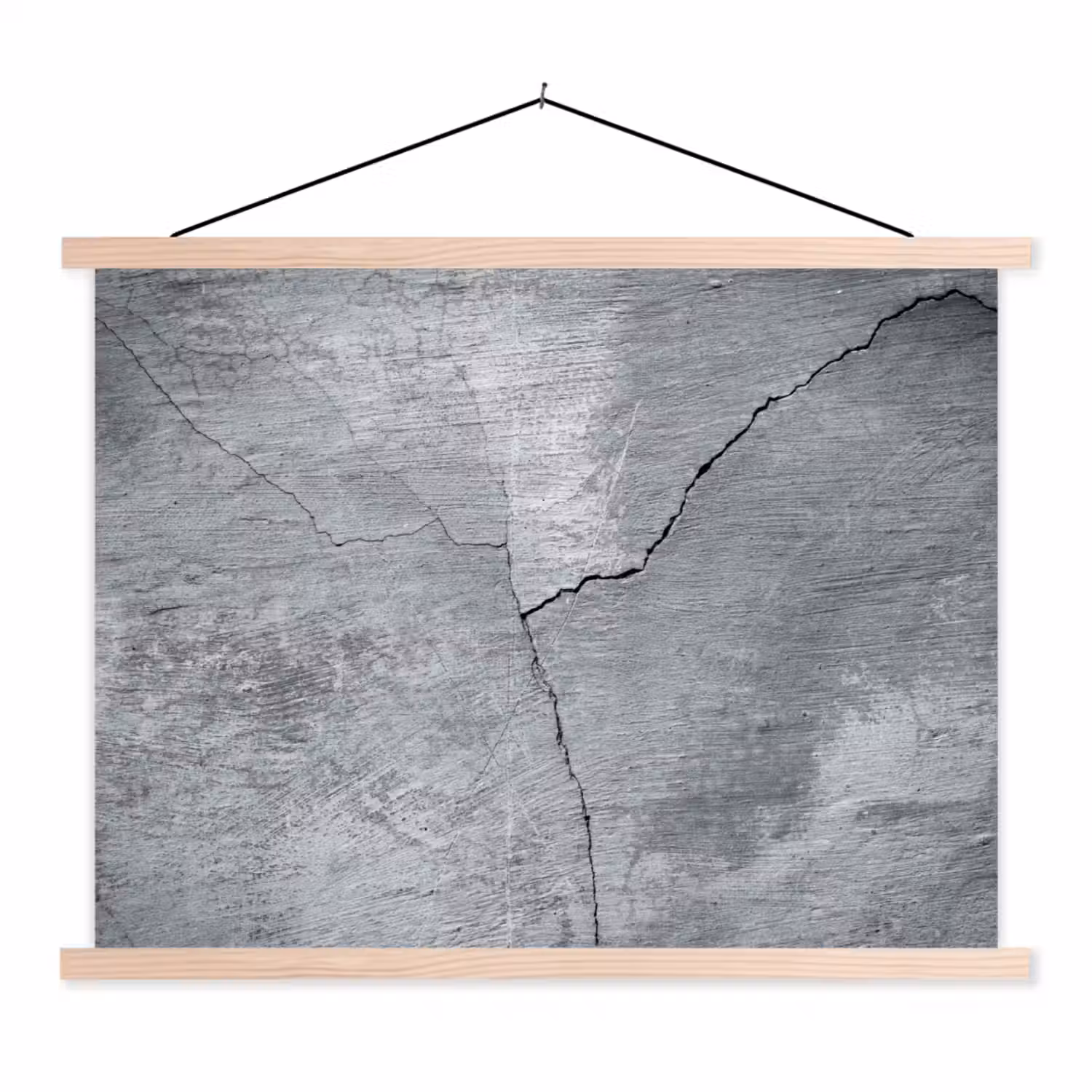 Beton - Grijs - Scheur textielposter latten blank klein -3d