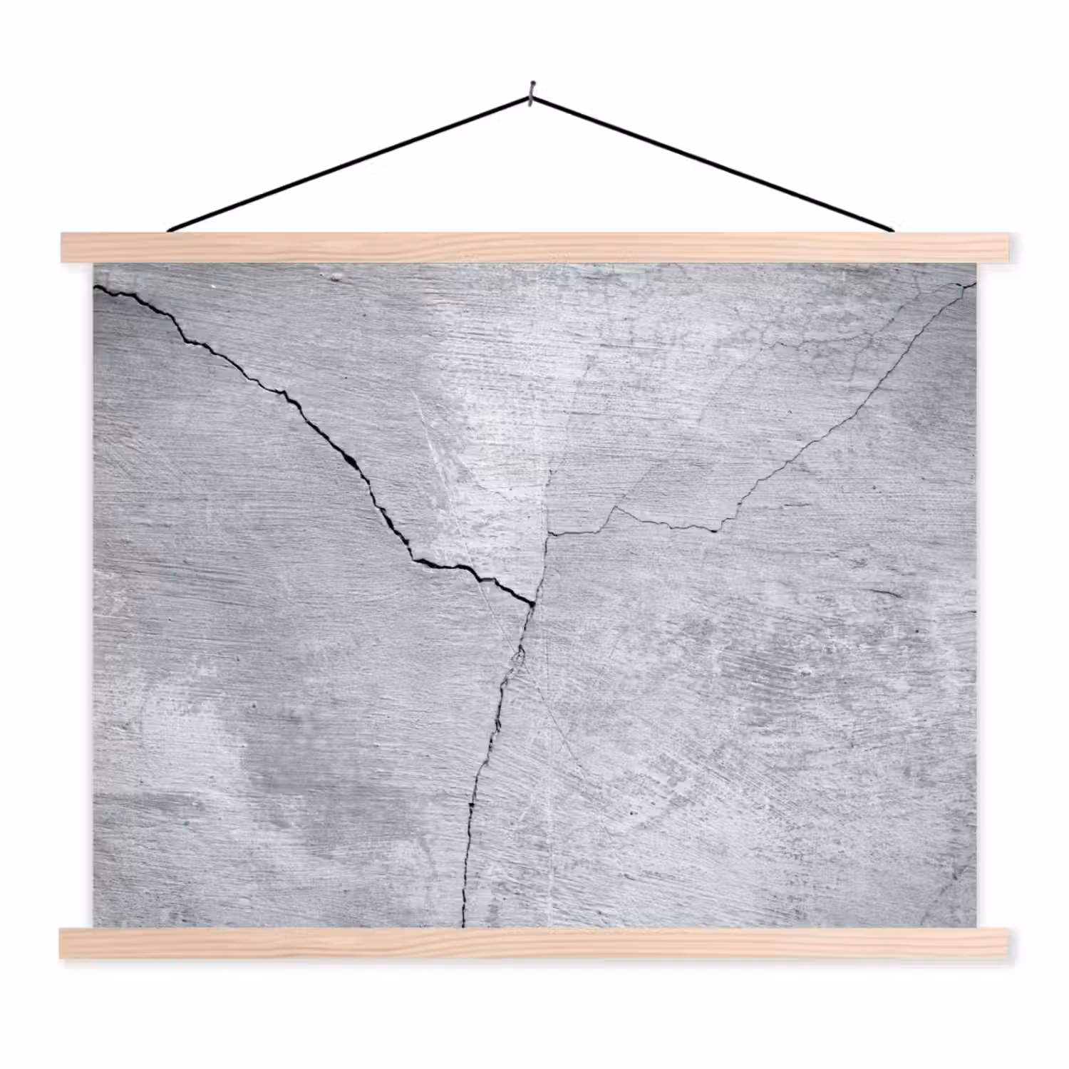 Beton - Scheur - Grijs textielposter latten blank klein -3d