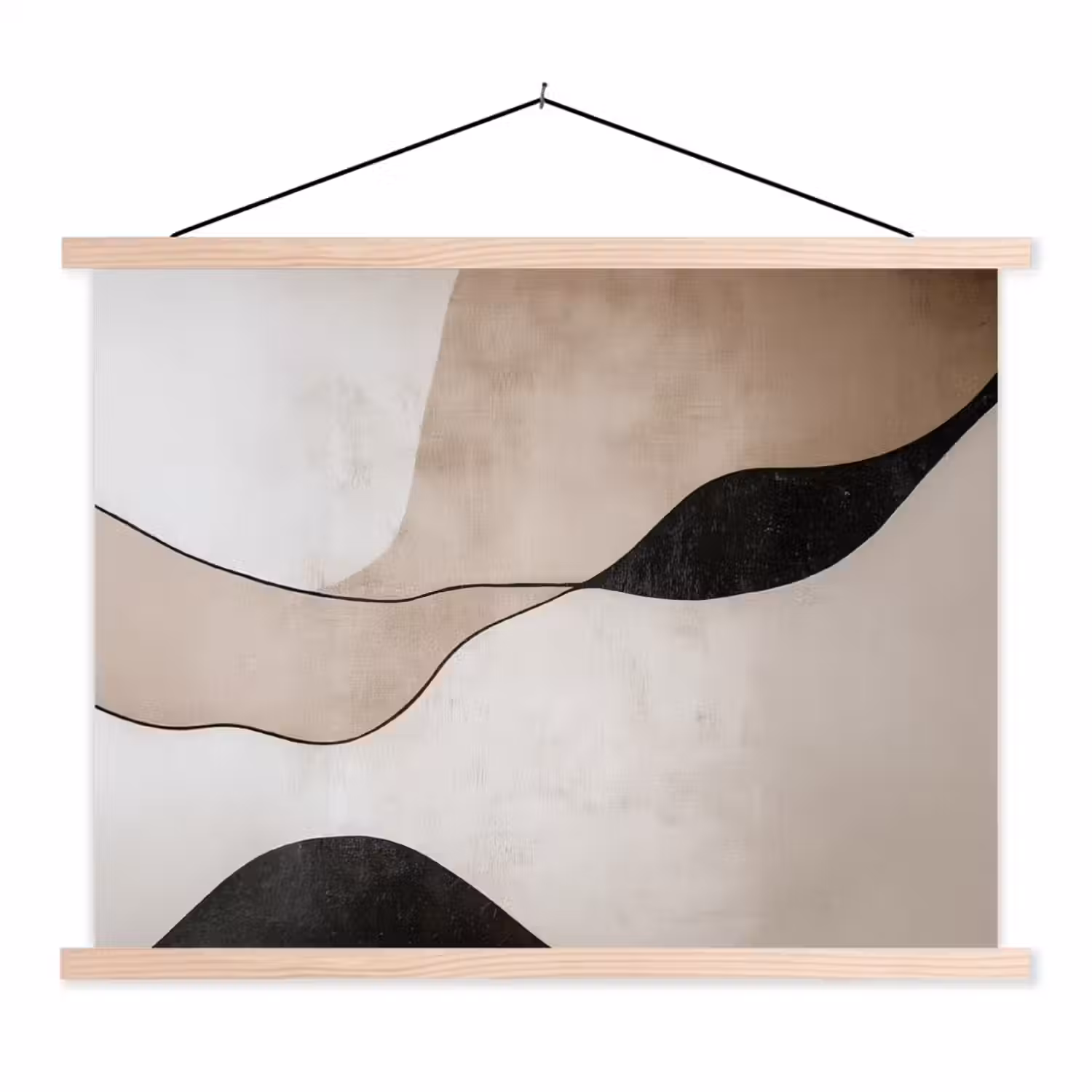 Contourlijnen - Abstracte landschap textielposter latten blank klein -3d