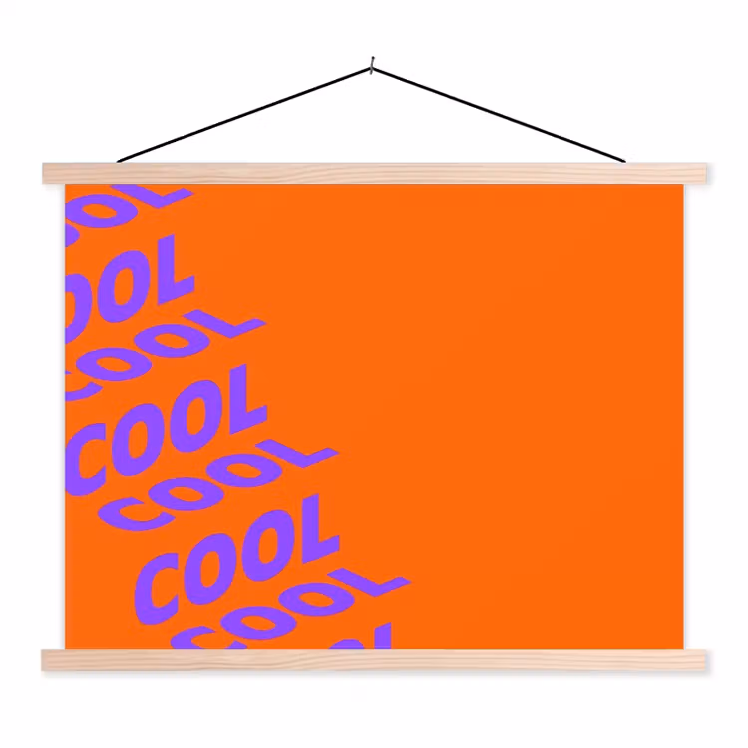 Cool - Paars - Oranje textielposter latten blank klein -3d