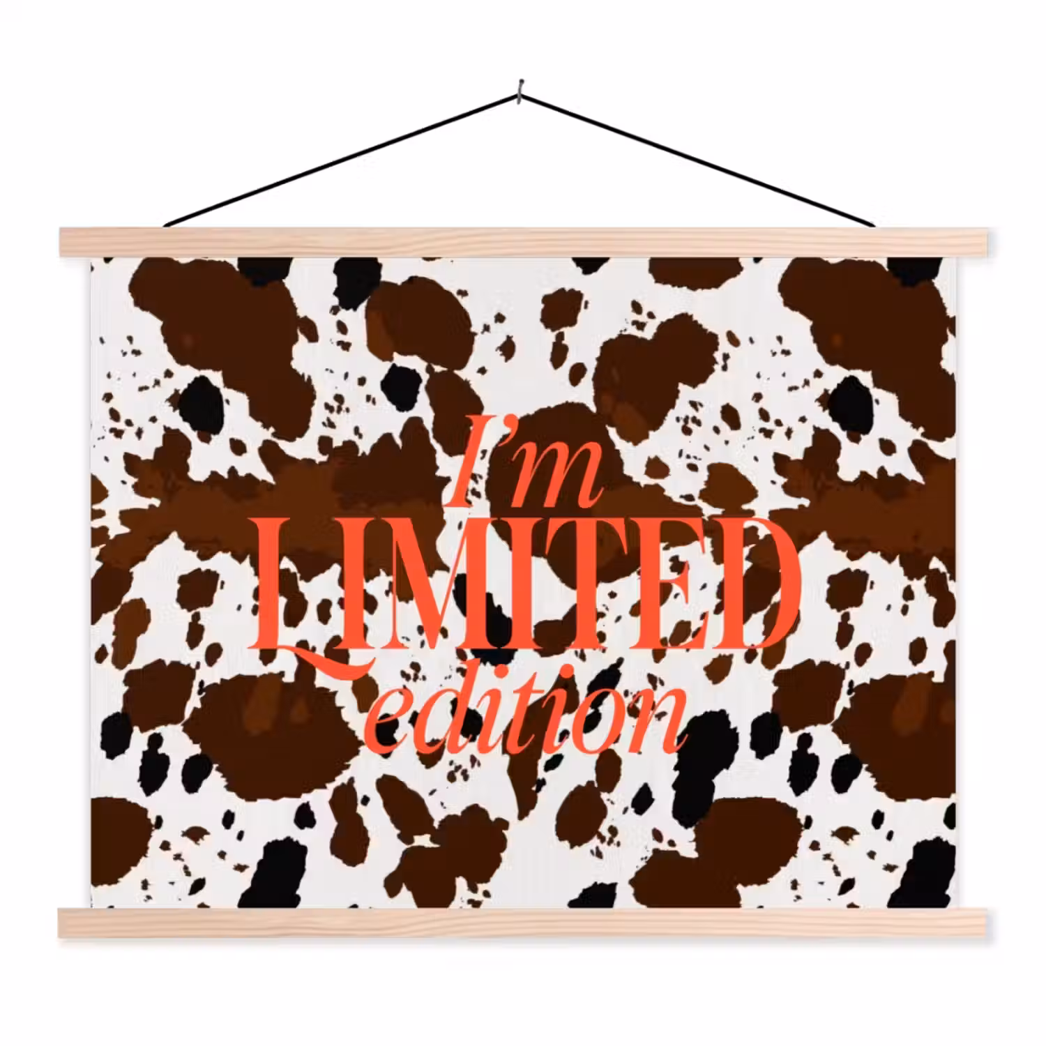 Koeienprint - Limited edition - Rood textielposter latten blank klein -3d