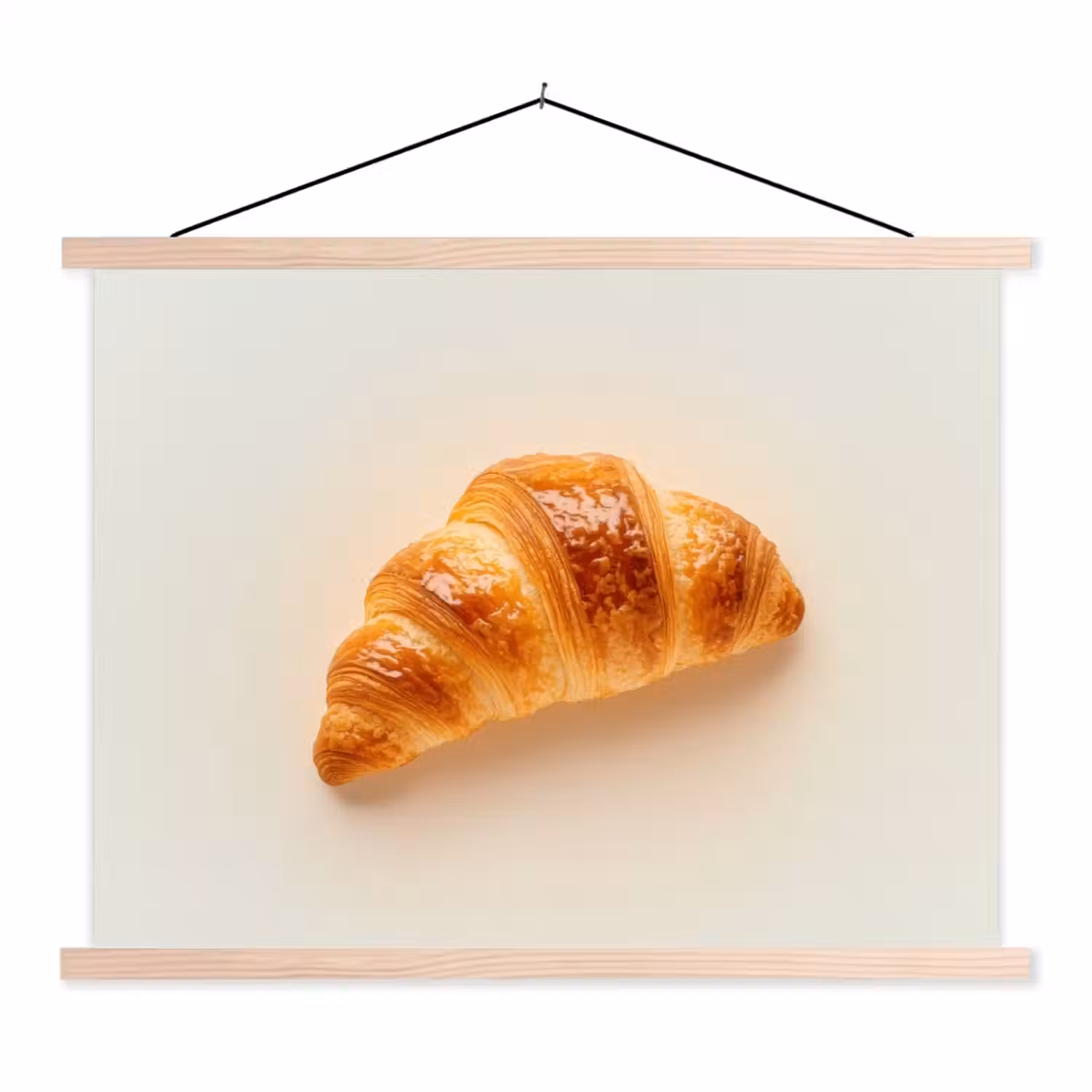 Croissant - Brood - Beige textielposter latten blank klein -3d