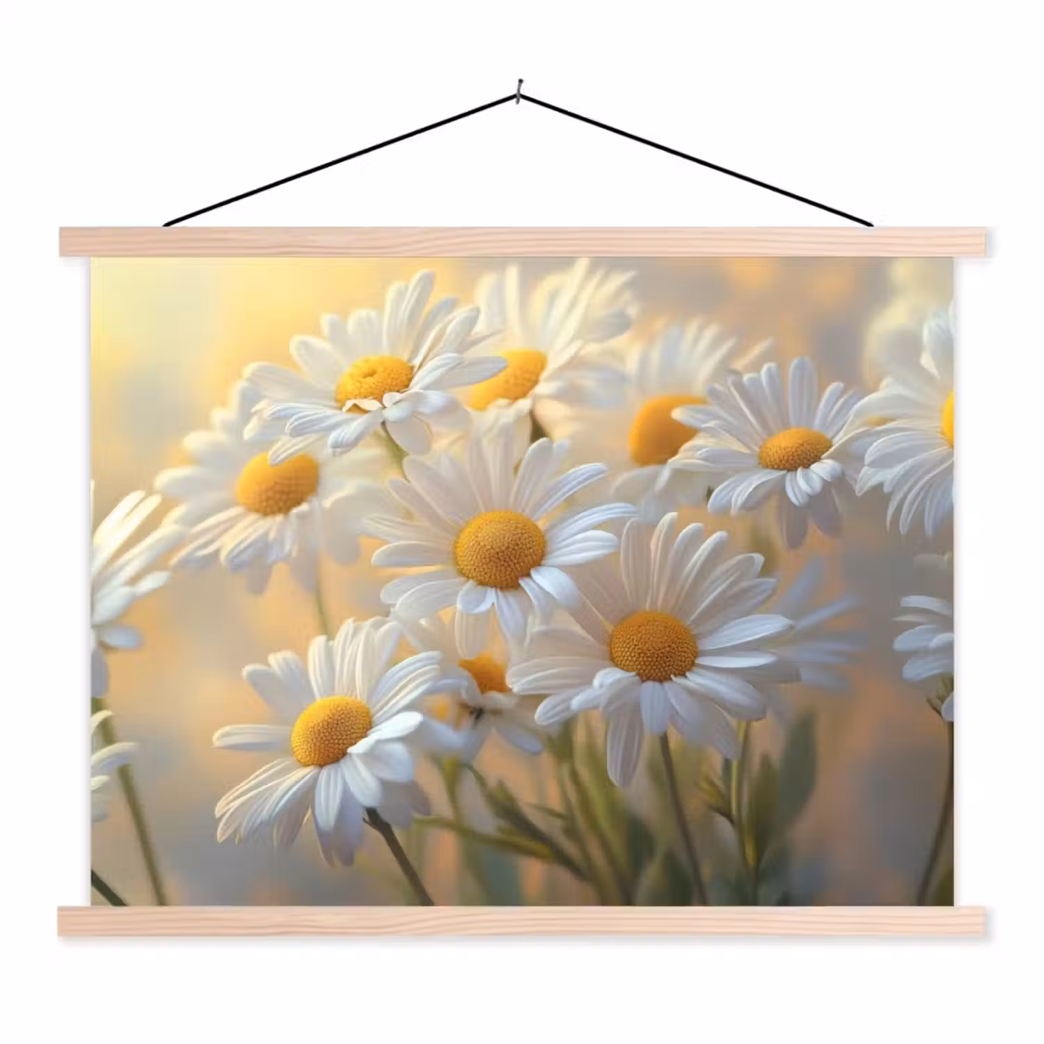 Madeliefjes - Wit - Zonlicht textielposter latten blank klein -3d
