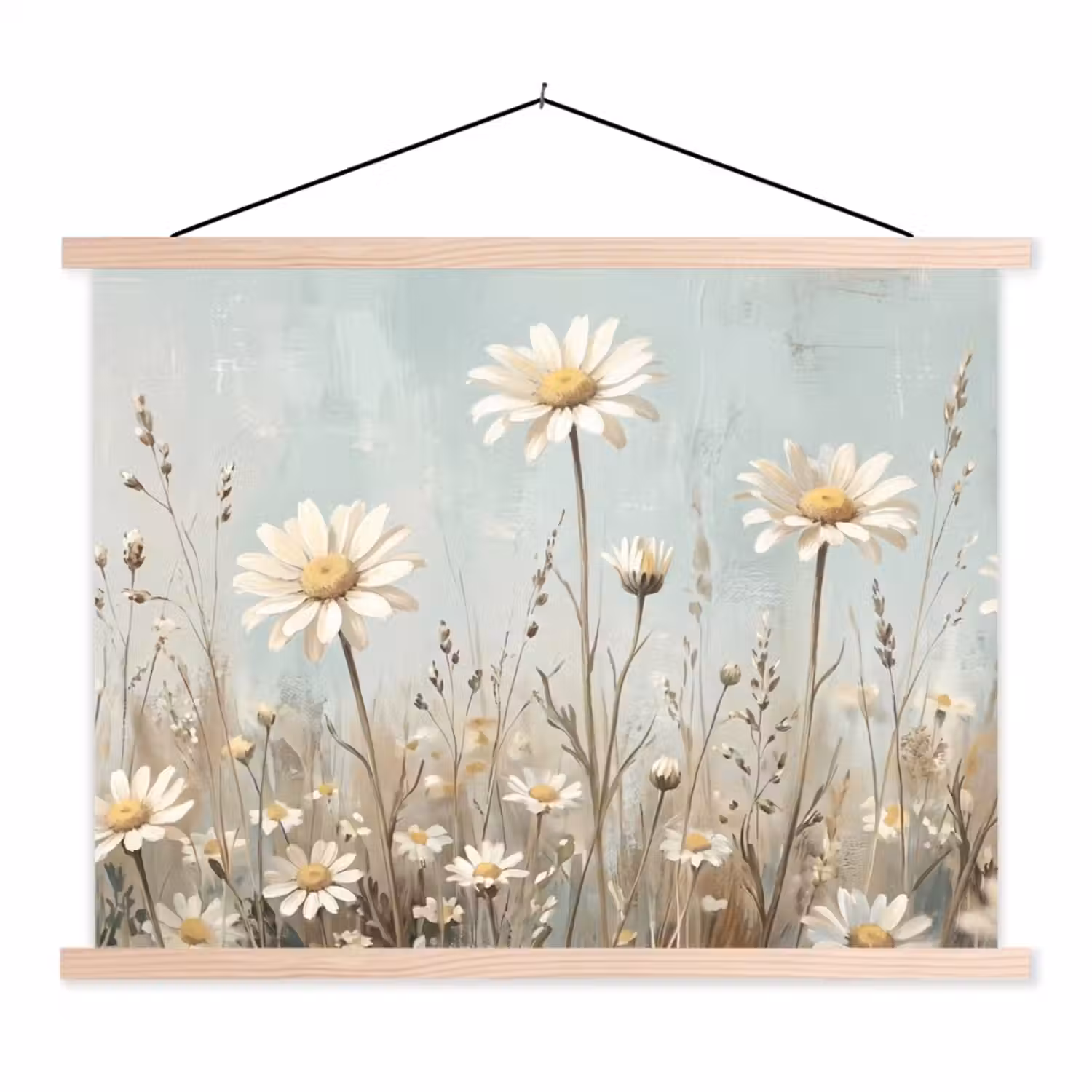 Madelief - Illustratie - Wit textielposter latten blank klein -3d