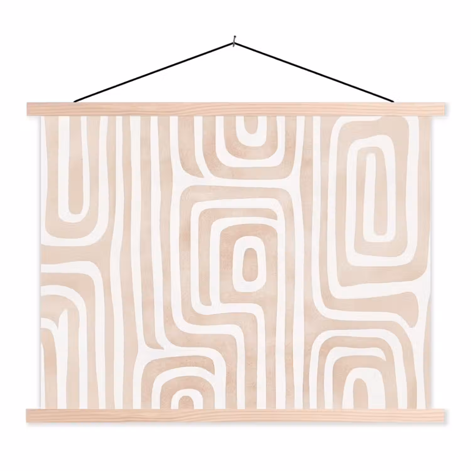 Decoratief - Labyrint - Beige textielposter latten blank klein -3d