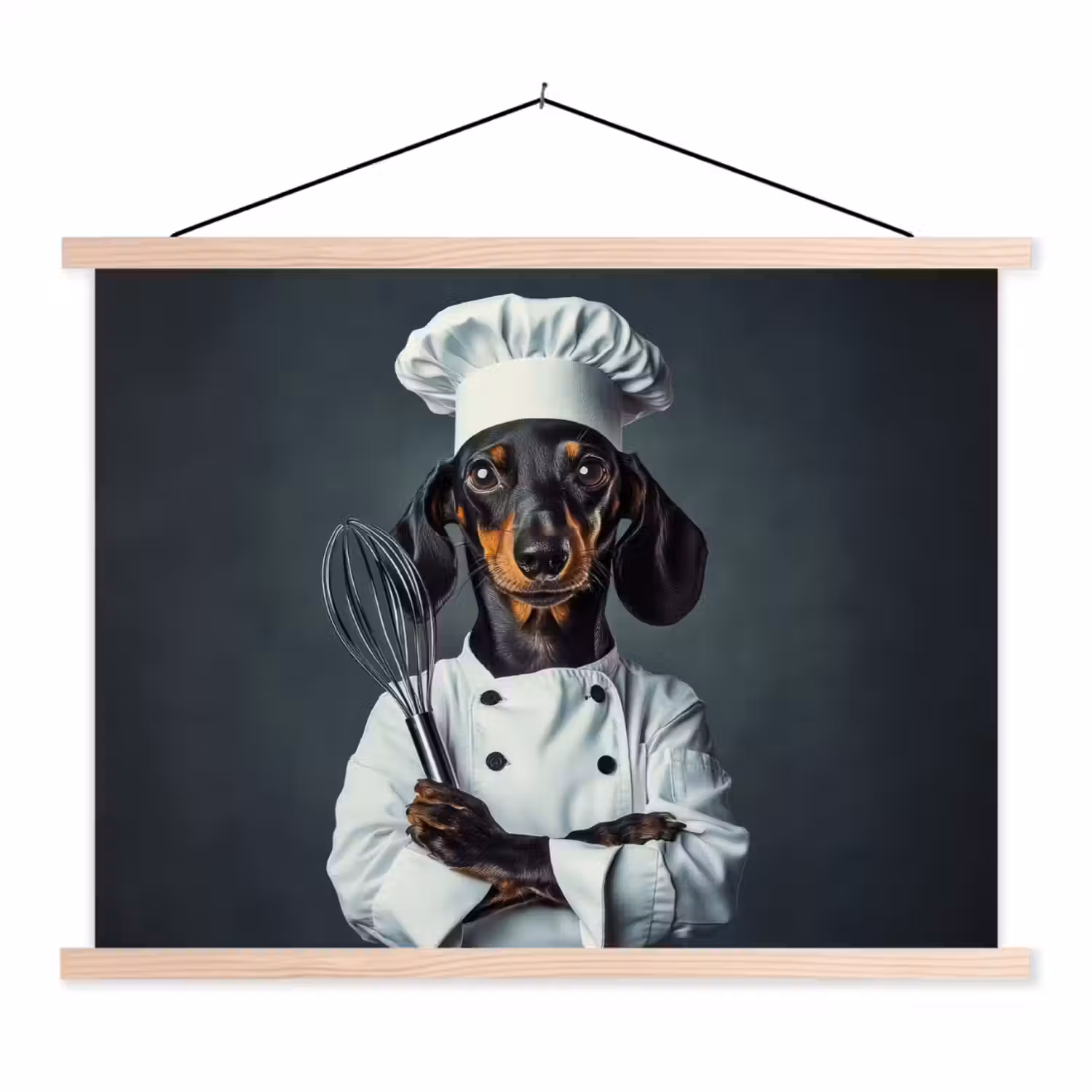 Hond - Garde - Kok textielposter latten blank klein -3d