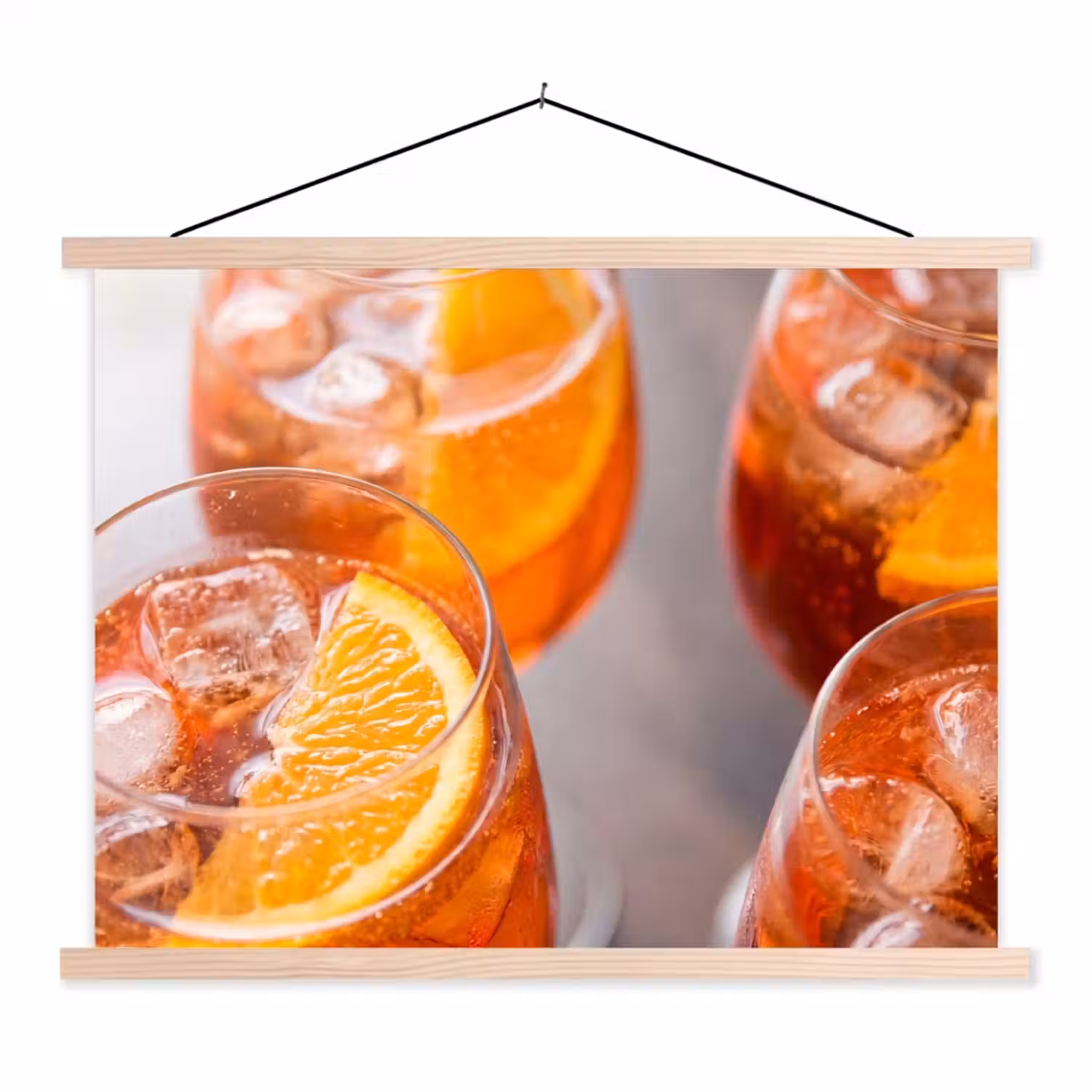 Drank - Sinaasappel - IJs - Zomer - Oranje textielposter latten blank klein -3d