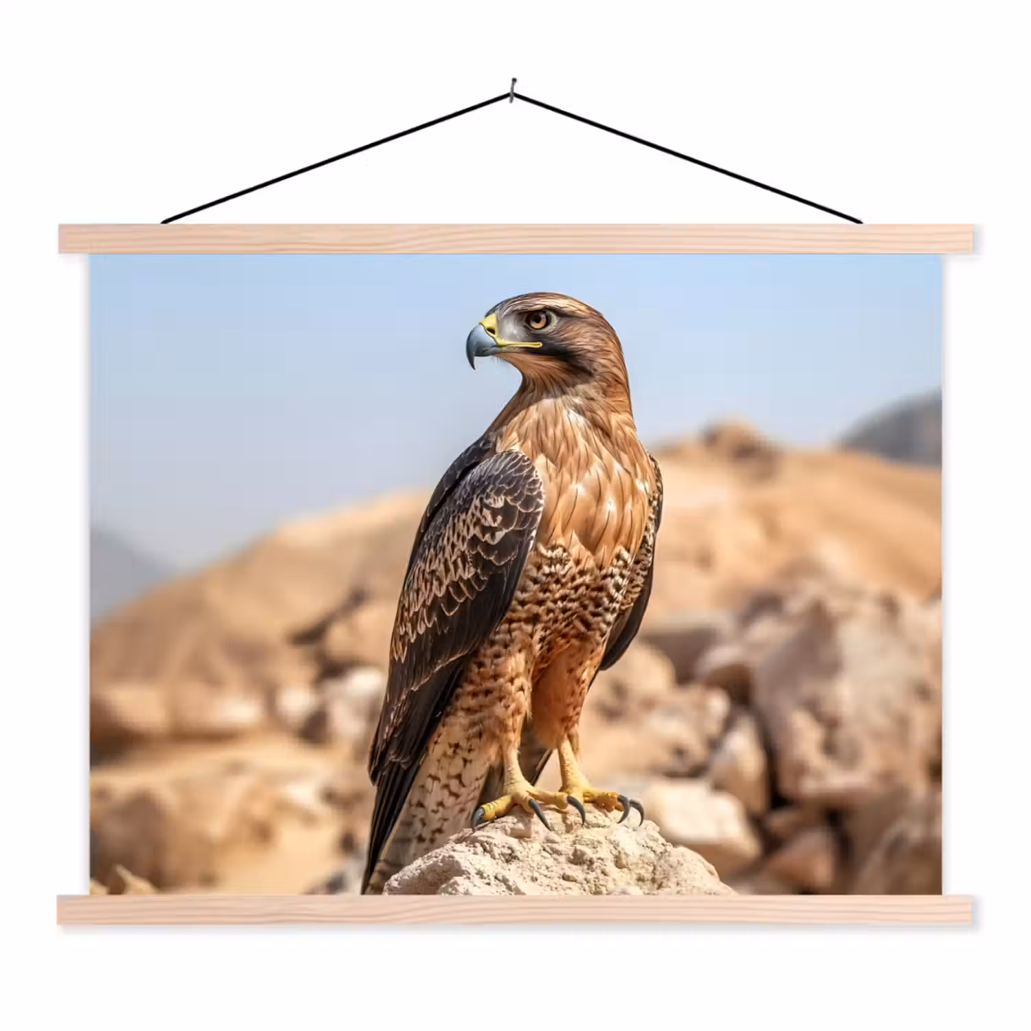 Valk - Vogel - Rots - Macht textielposter latten blank klein -3d