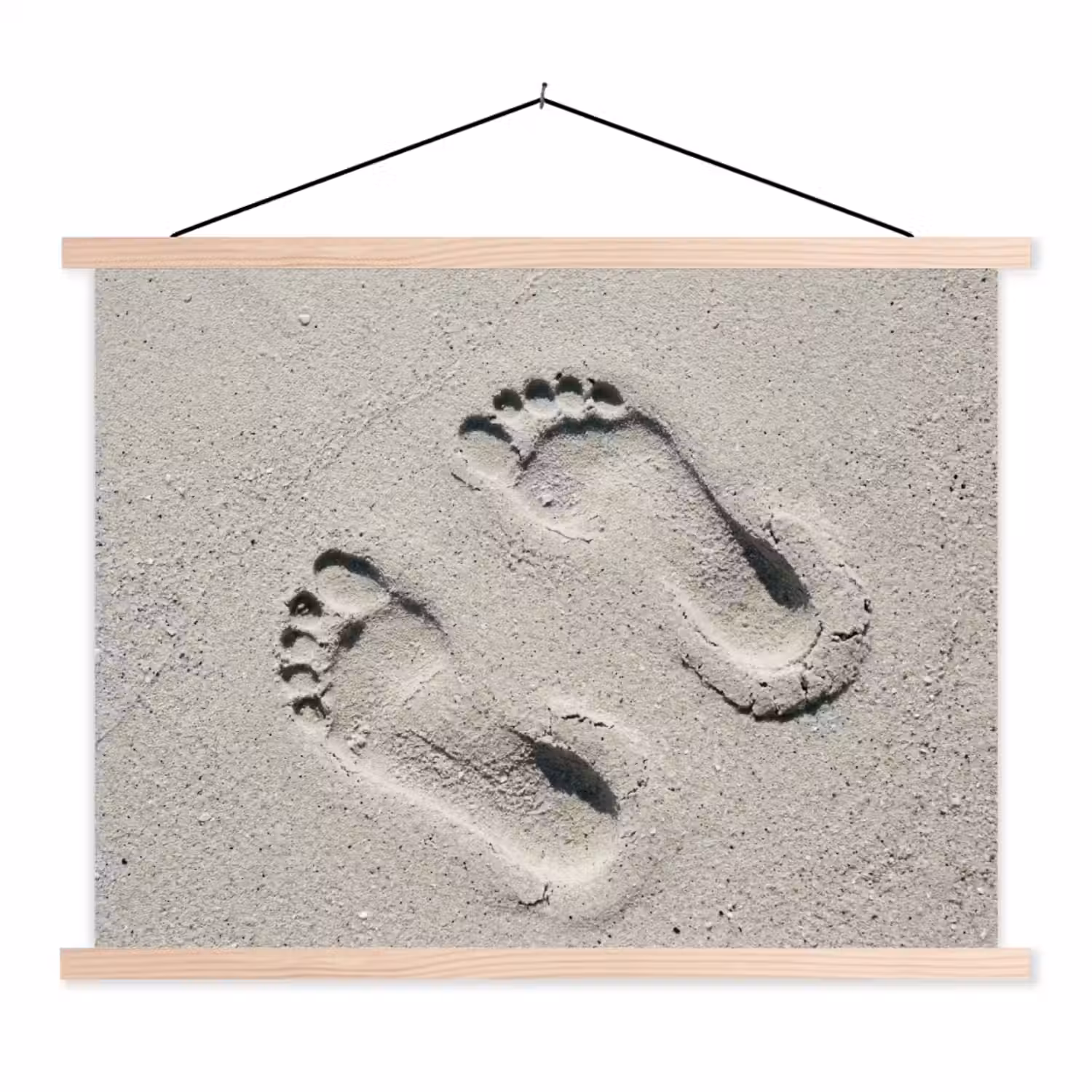 Voeten - Zand - Zee textielposter latten blank klein -3d