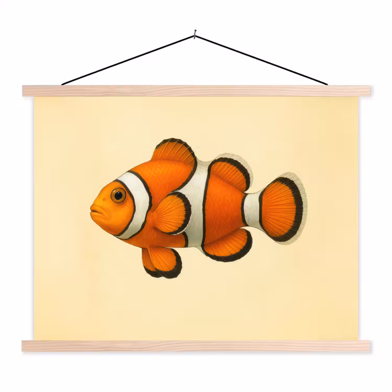 Vis - Oranje - Strepen textielposter latten blank klein -3d
