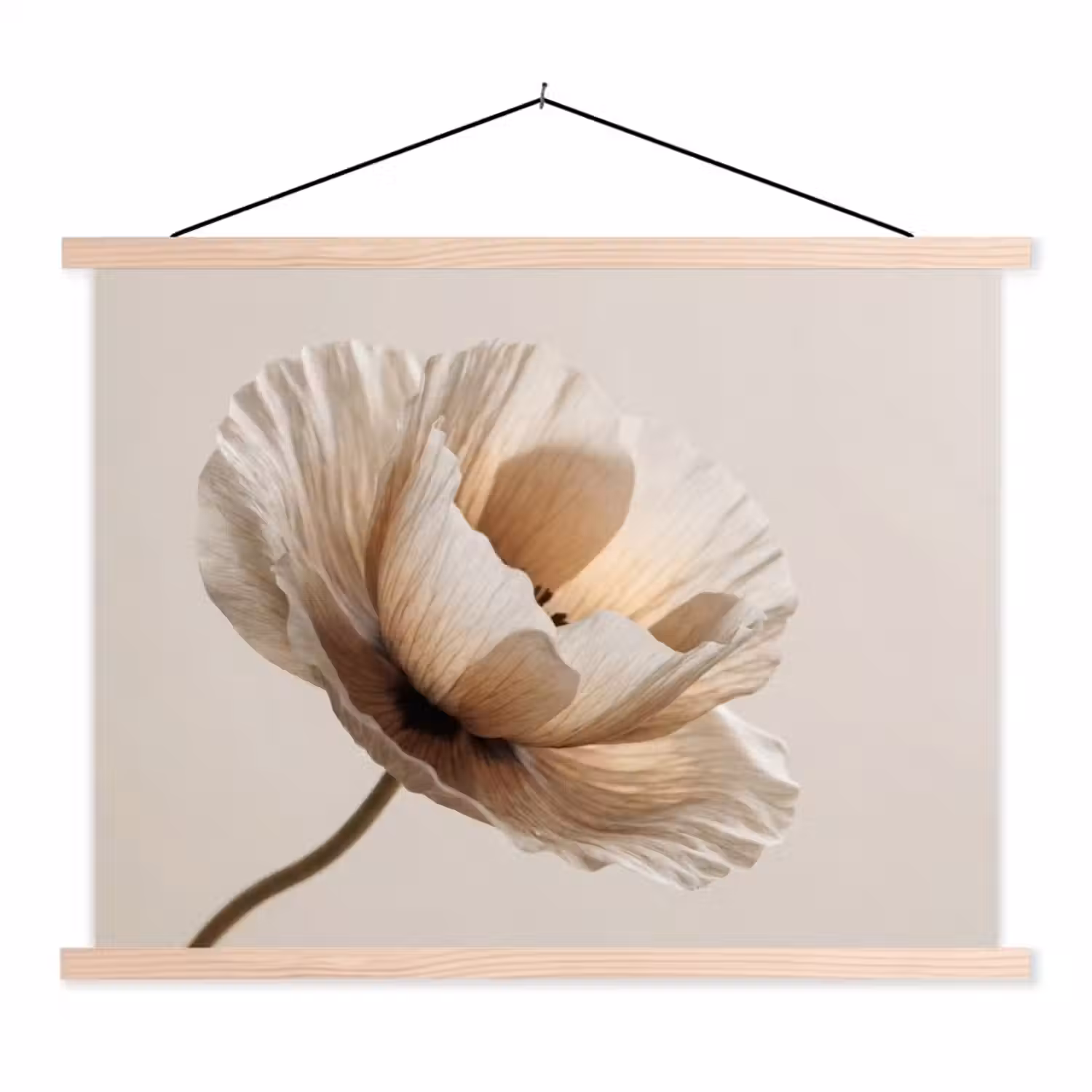 Bloem - Beige - Crème textielposter latten blank klein -3d