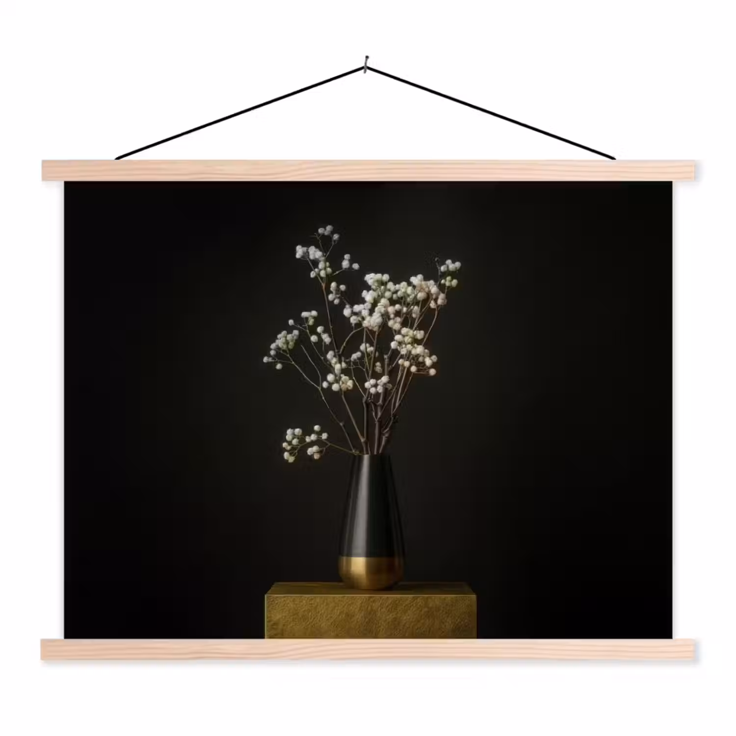 Bloembollen - Wit - Vaas - Minimalistisch textielposter latten blank klein -3d