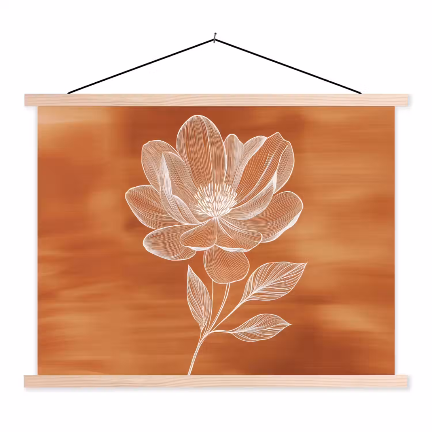 Bloem - Minimalistisch - Wit textielposter latten blank klein -3d