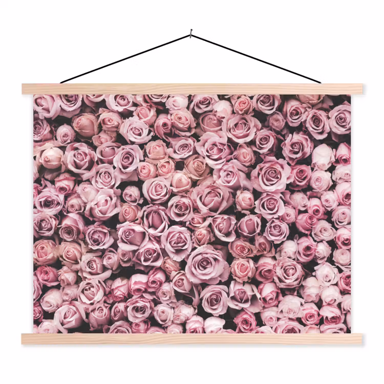 Een zee van rozen uit de natuur textielposter latten blank klein -3d