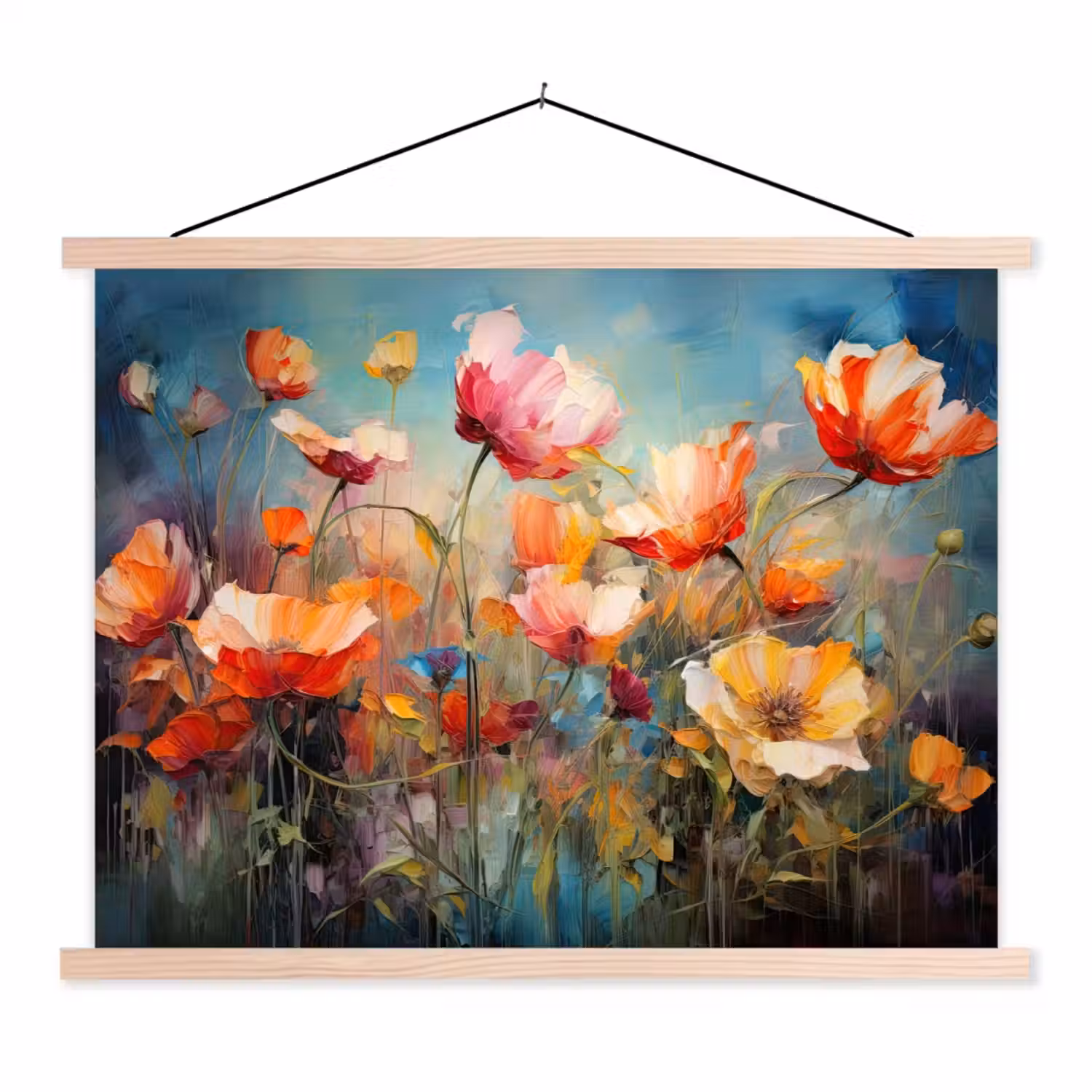 Bloemen - Watercolor - Kunst - Botanisch - Natuur textielposter latten blank klein -3d