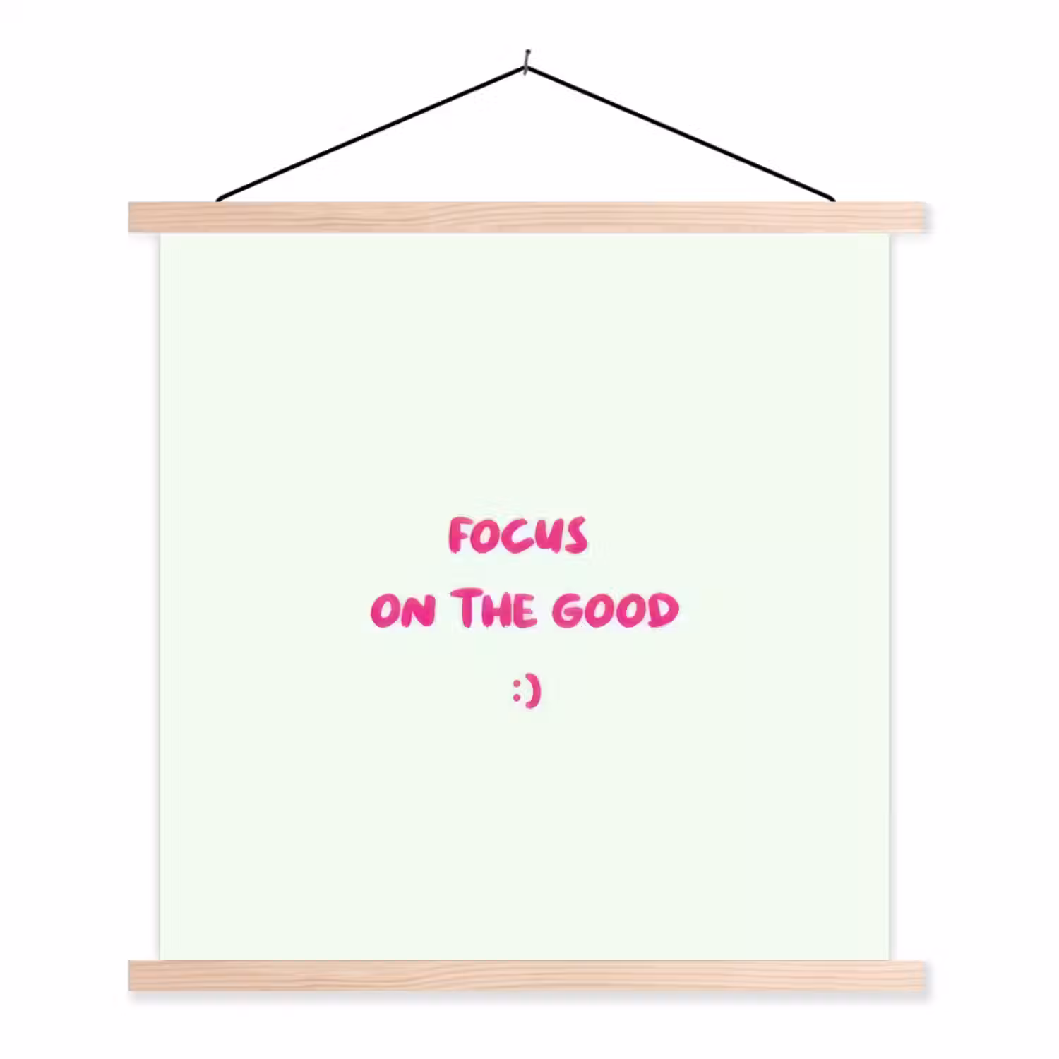 Focus - Beige - Roze - Smiley textielposter latten blank klein -3d