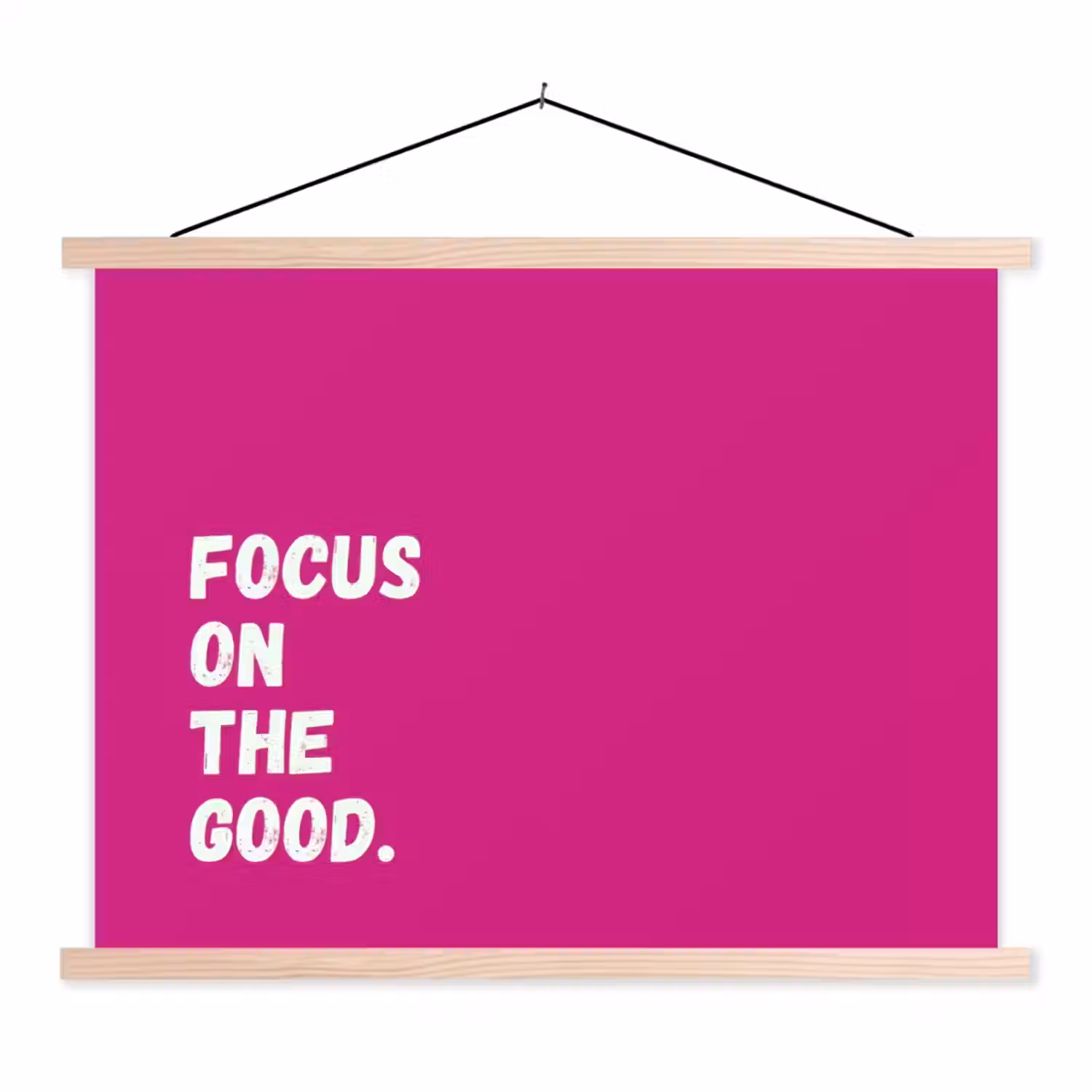 Focus on the good - Roze - Simple textielposter latten blank klein -3d