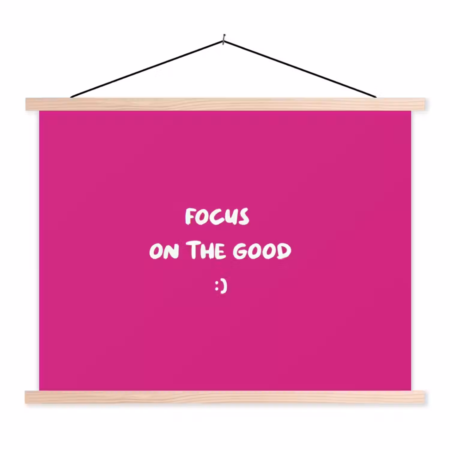 Focus - Smiley - Roze textielposter latten blank klein -3d