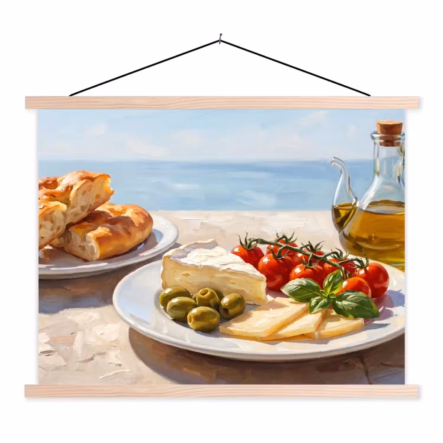 Eten - Middellandse Zee - Natuur - Geschilderd textielposter latten blank klein -3d