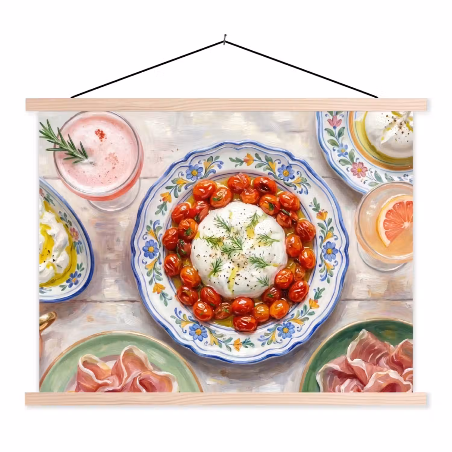 Eten - Tafel - Divers - Modern textielposter latten blank klein -3d