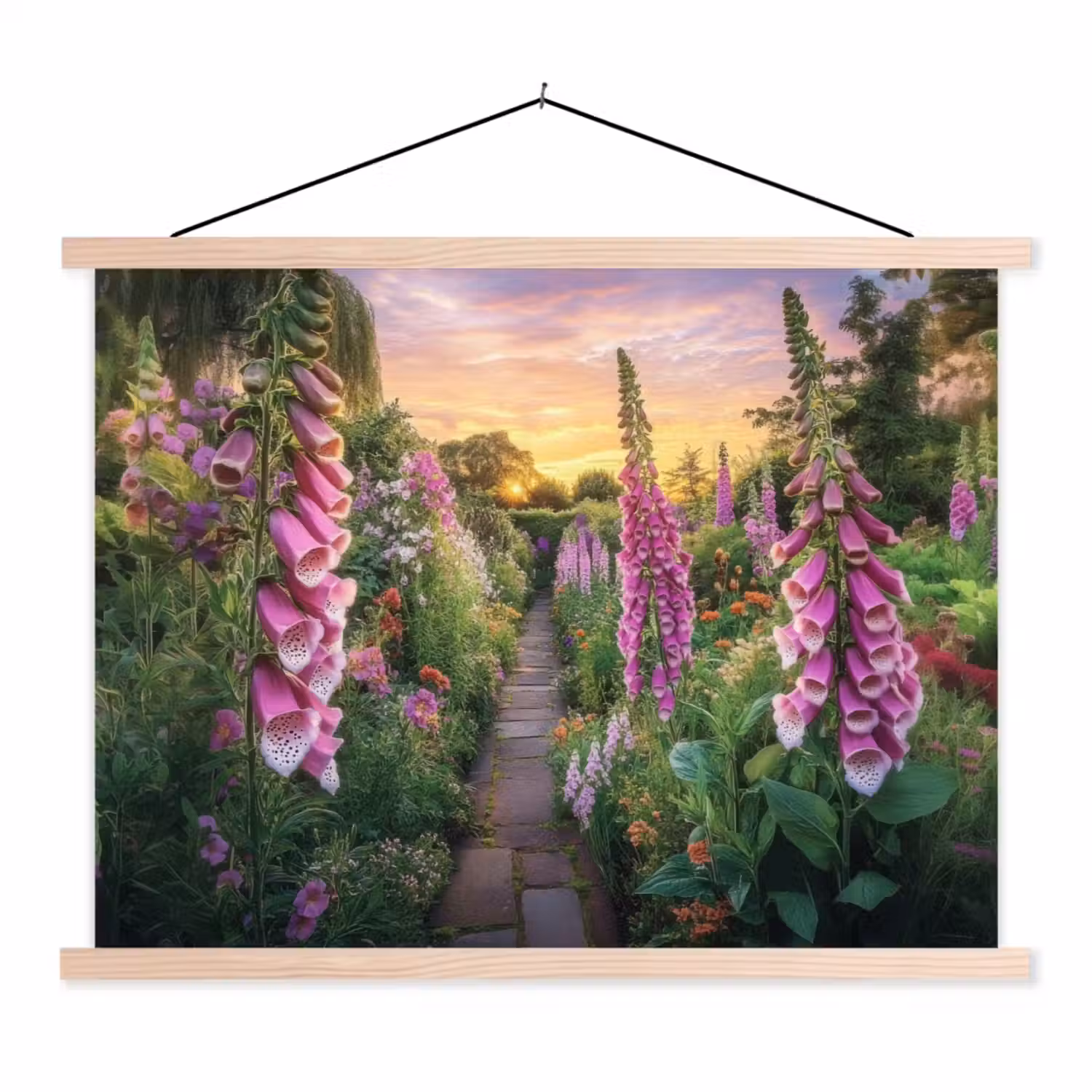 Vingerhoedskruid - Bloemen - Tuin textielposter latten blank klein -3d