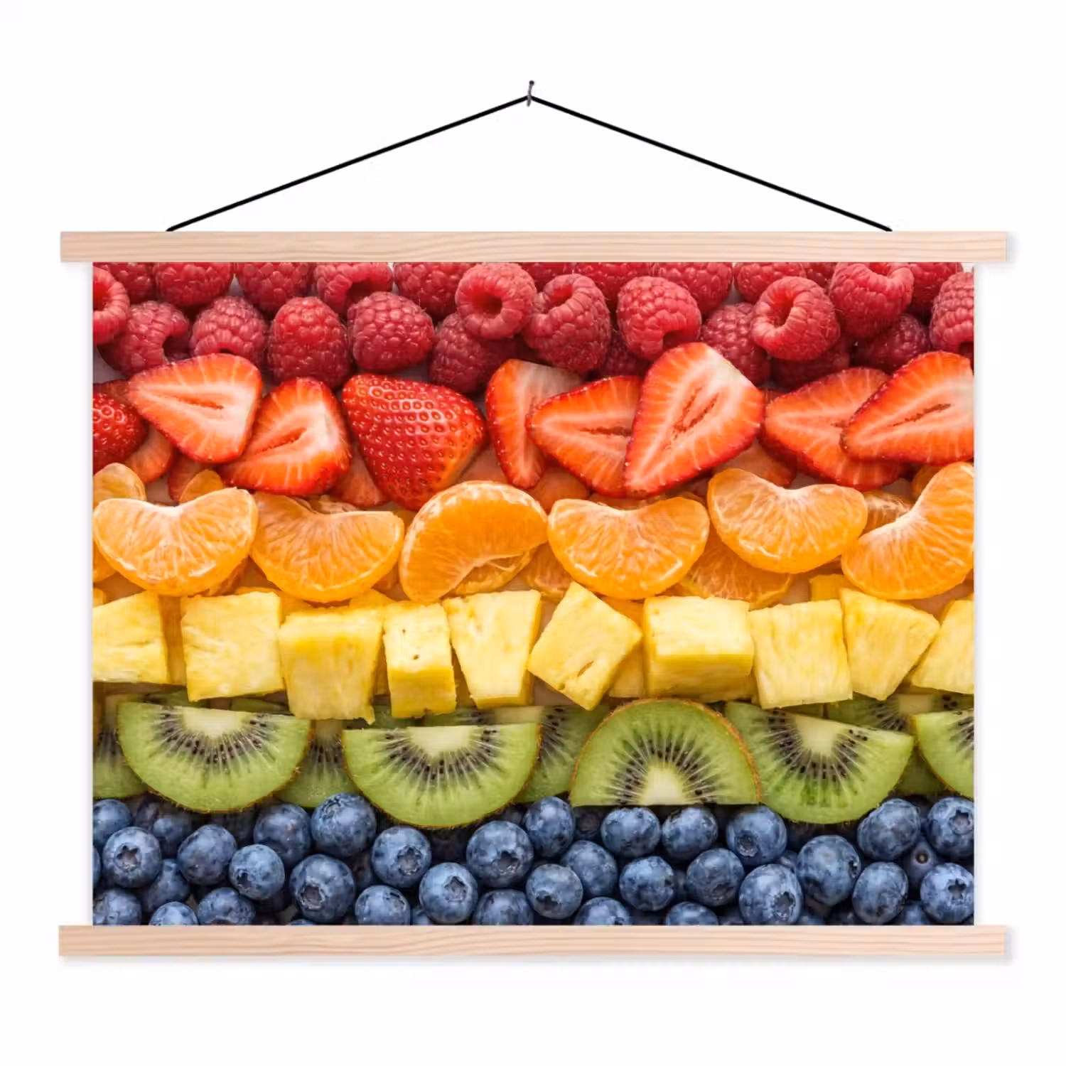 Fruit - Regenboog - Gezond - Kleurrijk textielposter latten blank klein -3d