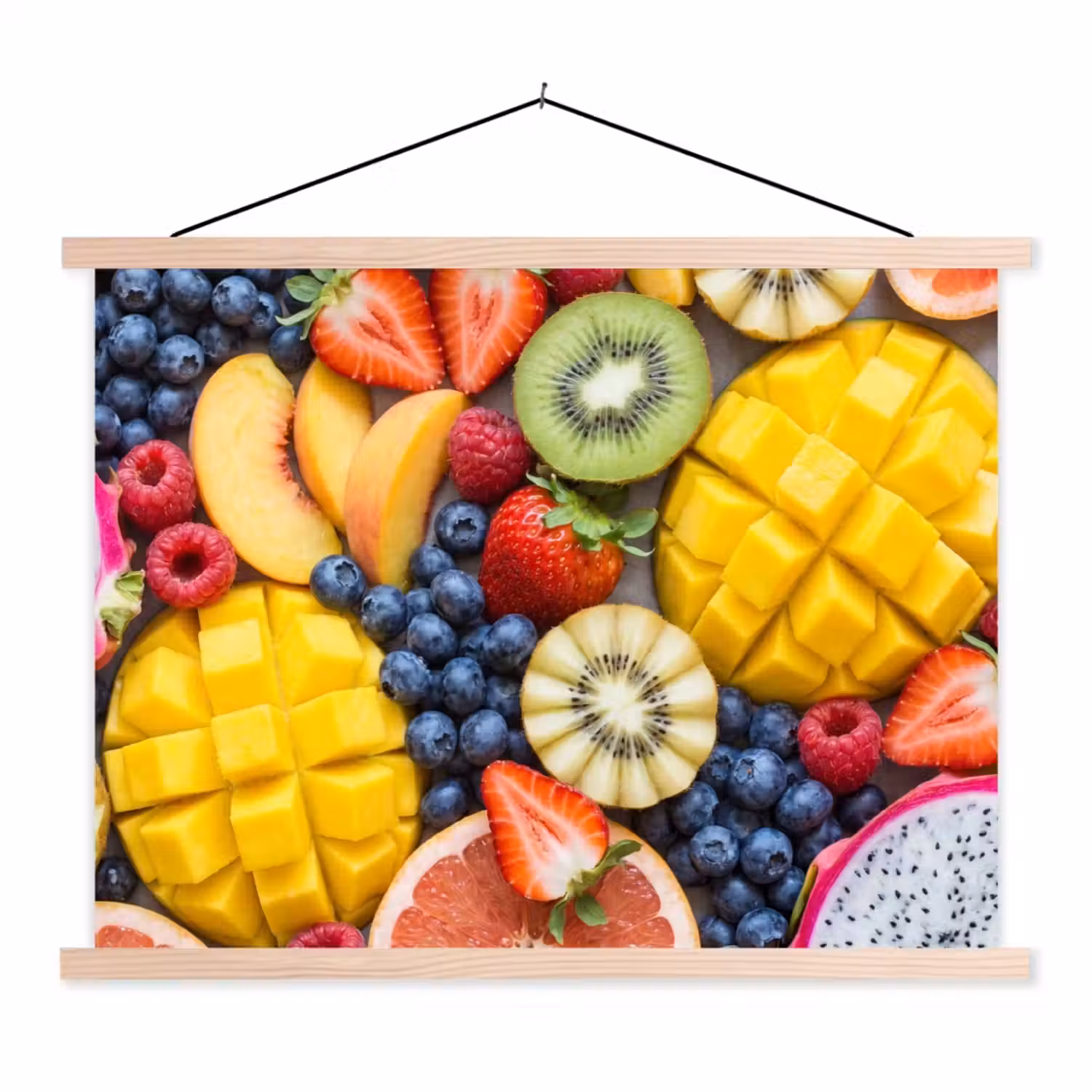Fruit - Versneden - Kleurrijk - Eten - Gezond textielposter latten blank klein -3d