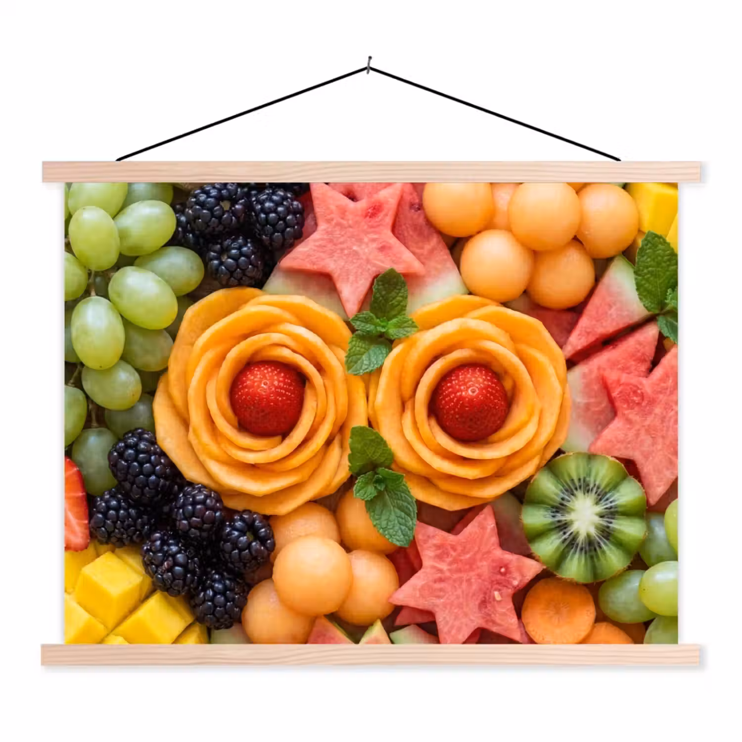 Fruit - Variatie - Kleurrijk - Vers - Eten textielposter latten blank klein -3d